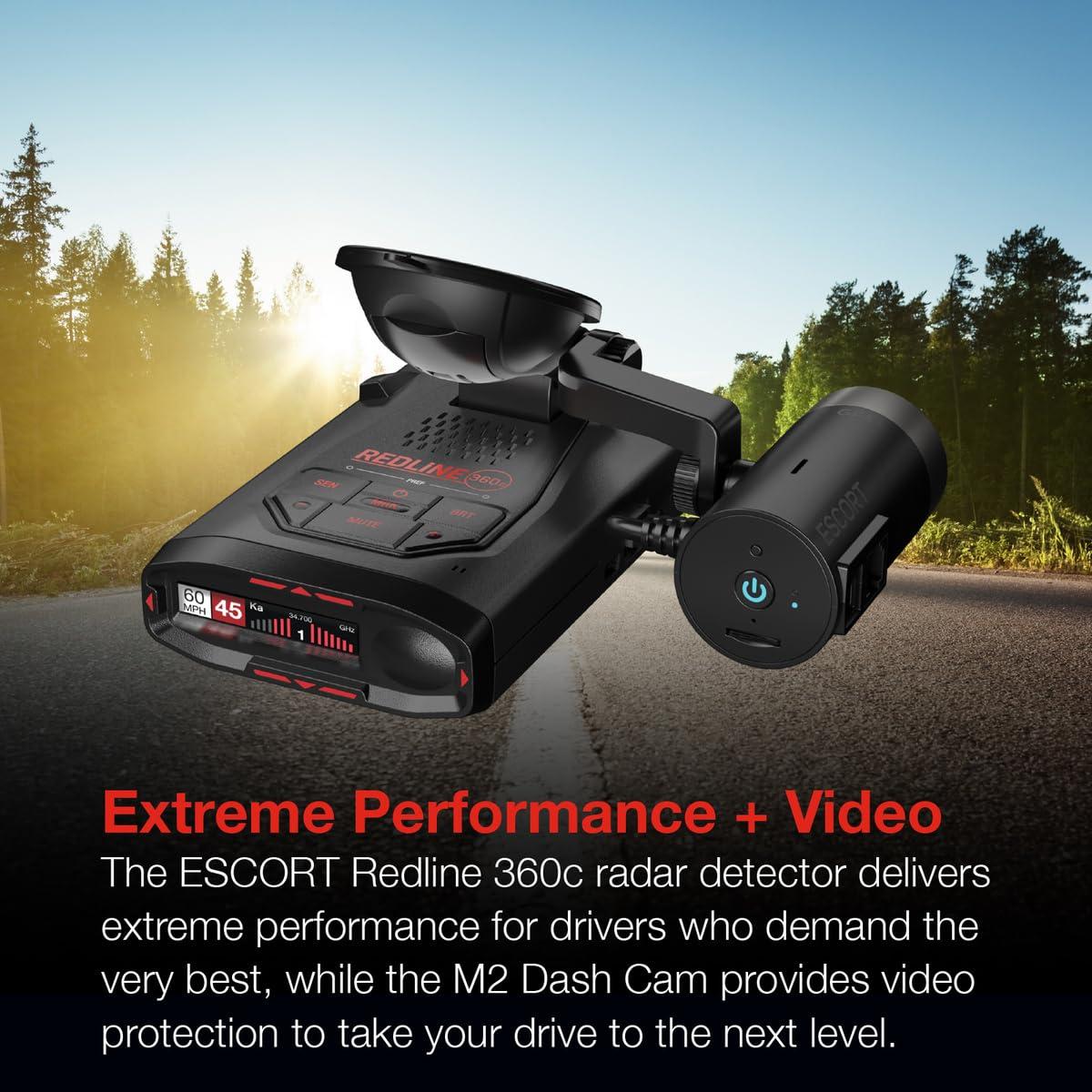 Escort Escort Redline 360c Laser Radar Detector & Escort M2 Smart Dash Cam Bundle - HD Video, Extreme Range, AI Assisted Filtering, Built-in WiFi, GPS Based, Apple CarPlay and Android Auto Compatible