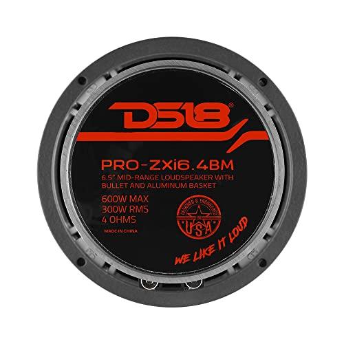 DS18 DS18 PRO-ZXI6.4BM 6.5" Pro Audio Midrange Loudspeaker - 600W Max, 300W RMS, 4 Ohms - Premium Quality Audio Door Speakers for Car or Truck Stereo Sound System (1 Speaker) (Renewed)