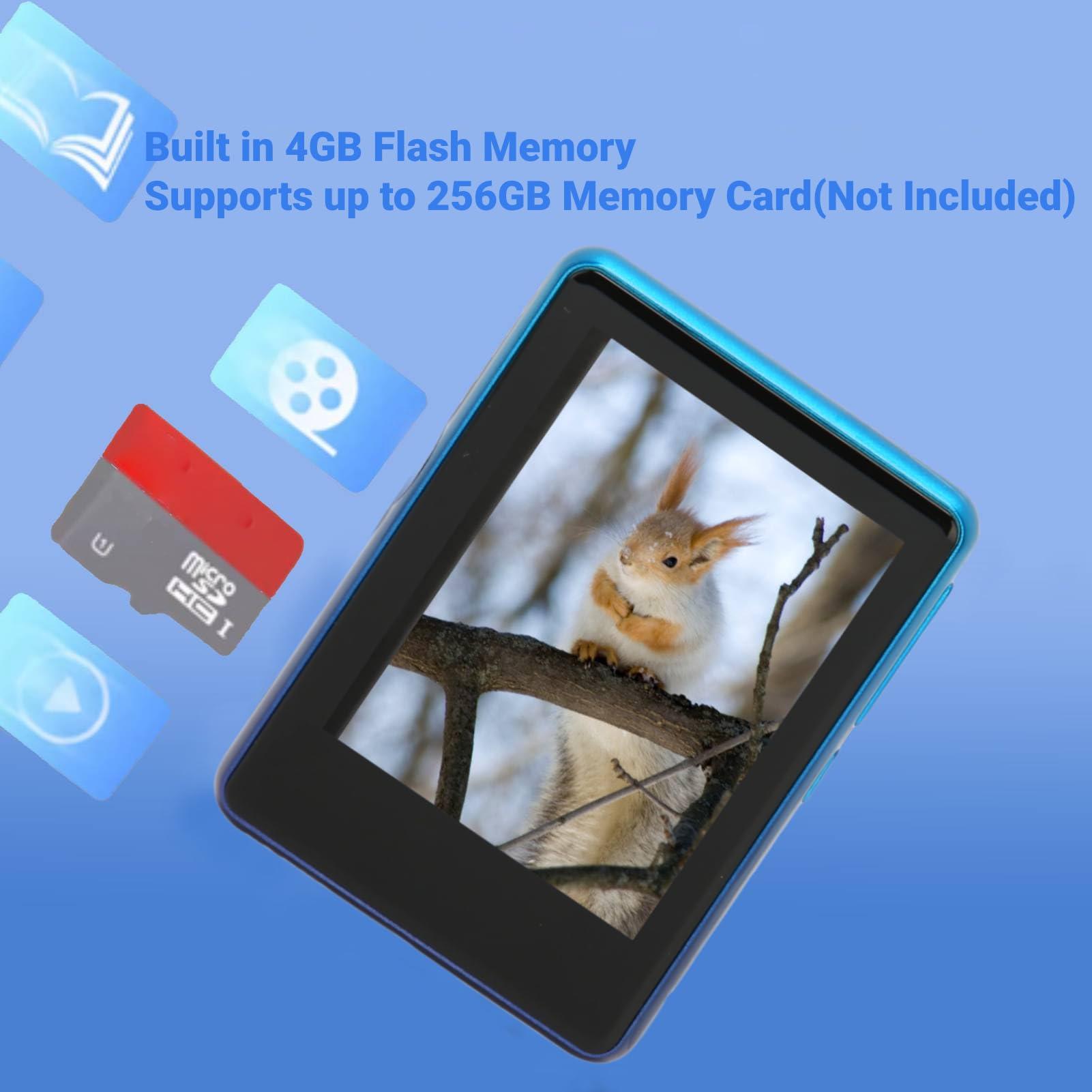 GOWENIC 256GB MP3 Player with Bluetooth, 2.4inch Full Touch Screen Music Player with Headphone, Built in 4GB Memory, HD Noise Reduction, Support FM Radio, MP3 & MP4 Players (Blue)