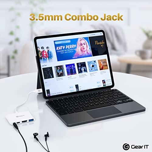 GearIT GearIT USB C Hub to HDMI | USB-A | 3.5mm I 100W PD Passthrough, 4K@120Hz DP Alt Mode Audio/Mic Port, USBC Type C Thunderbolt 3/4 Compatible for MacBook Pro 2020, iPad Pro 2020, Galaxy S20, and More