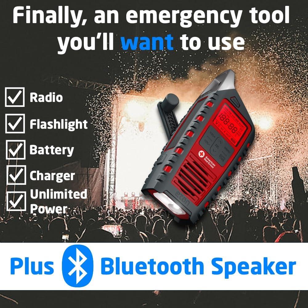 Eton Eton Odyssey Hand Crank Emergency Radio, NOAA Weather Radio, AM/FM Shortwave Radio, Flashlight, Phone Charger, Solar Charger, Bluetooth Speaker, Officially Licensed American Red Cross Radio