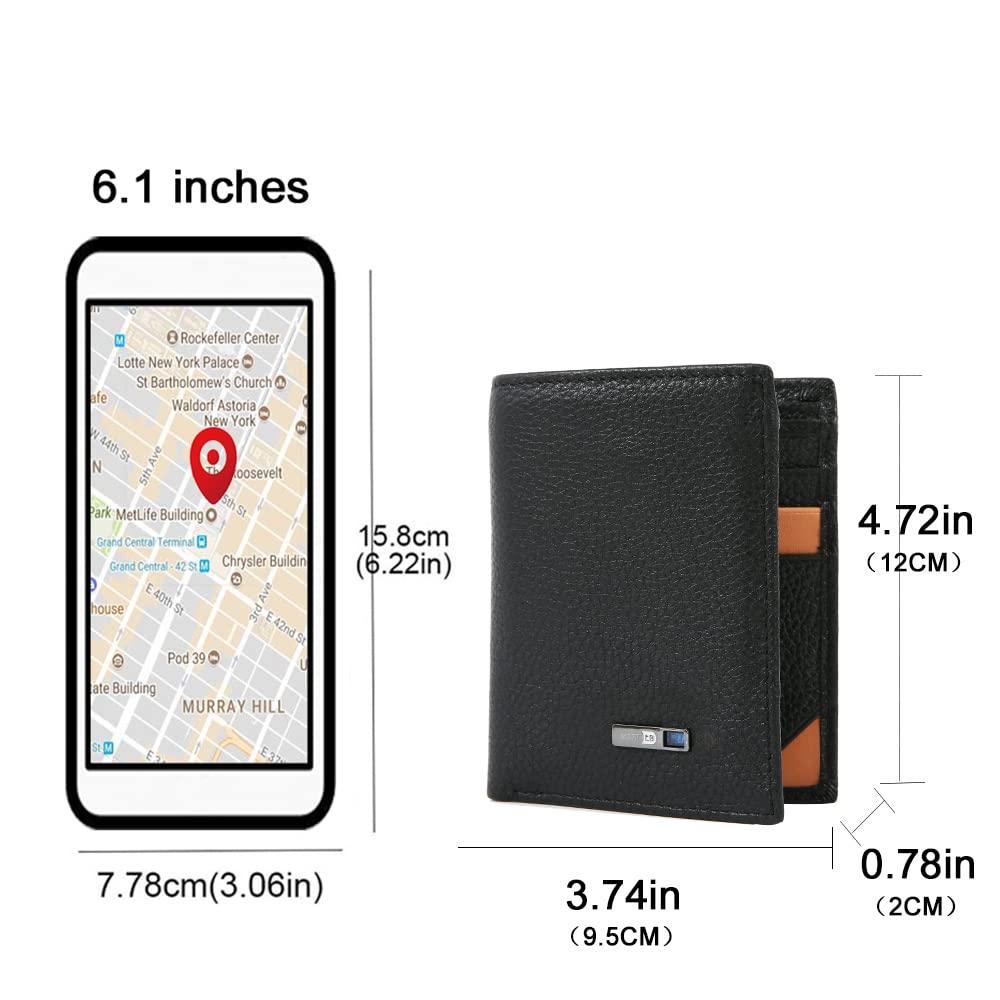 SMART LB SMART LB Anti-Lost Bluetooth Wallet Tracker & Finder, Mens Slim Minimalist trackable Cool leather wallet Credit Card Holder Gifts with Box(Black)