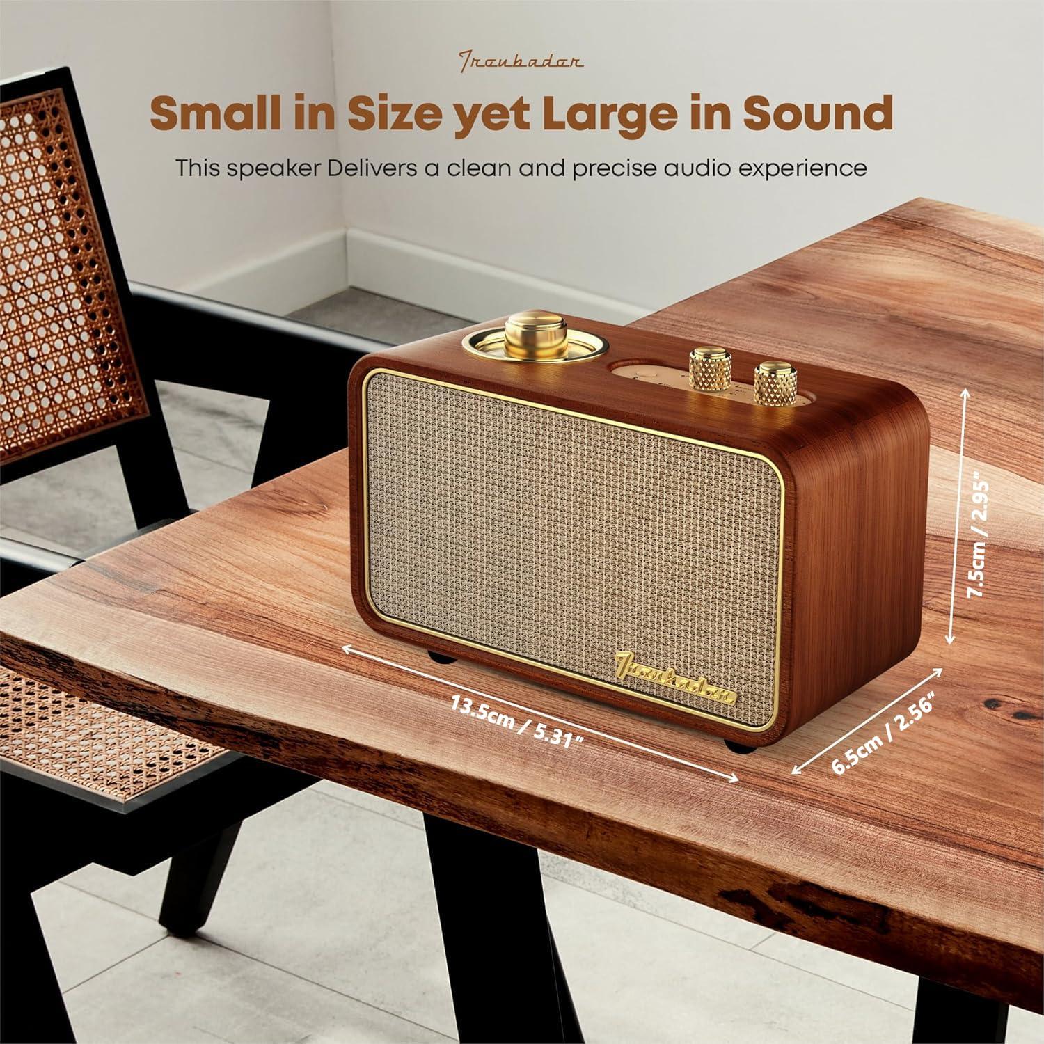 Trenbader Trenbader Retro Bluetooth Speaker, Artlink Stero Wireless Speaker Walnut Wooden AM/FM Radio Small Vintage Bluetooth Speaker with Bluetooth 5.0 Connection for Gift, Party, Travel, Office,Home Wood