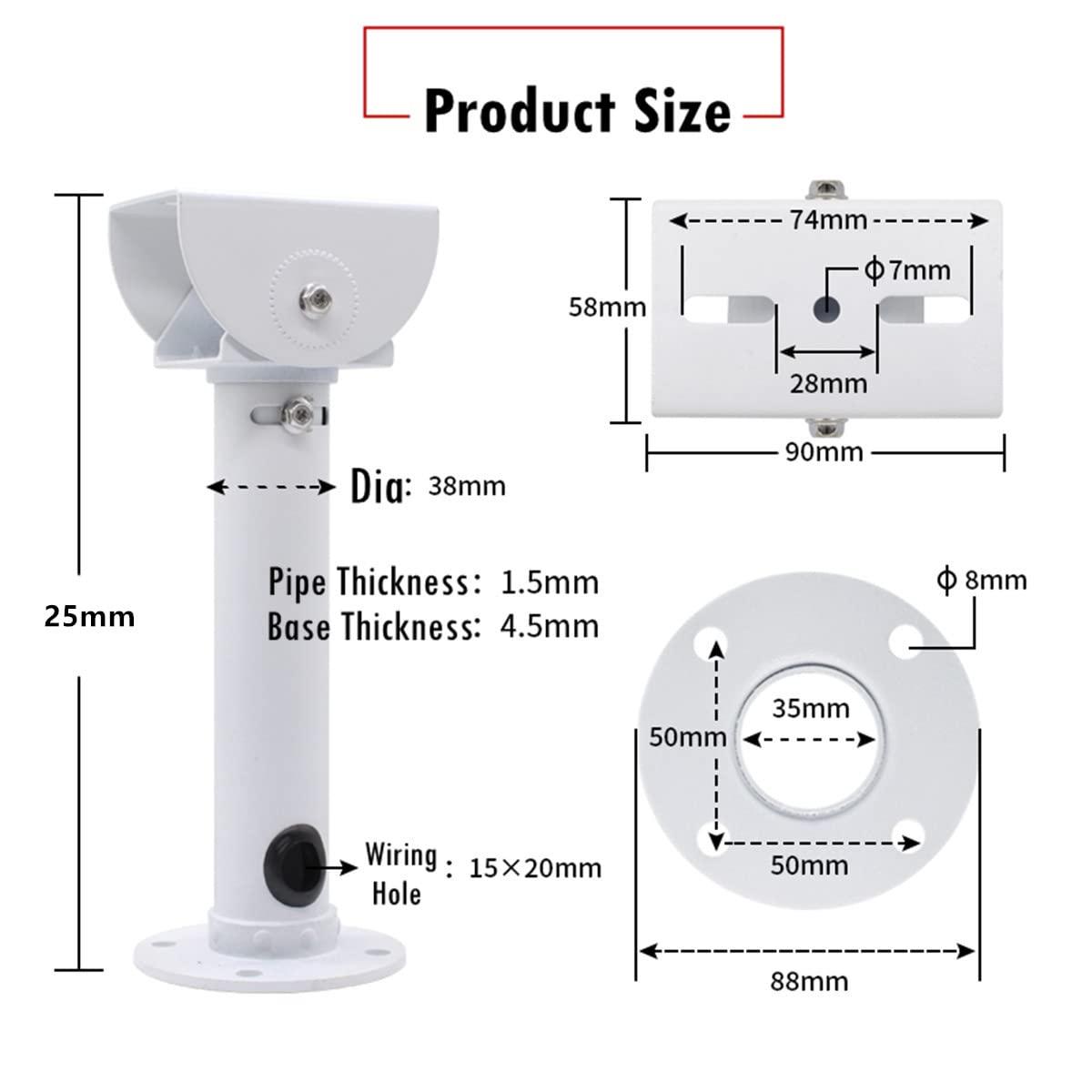 BeElion Heavy Duty Weatherproof Aluminum CCTV Camera Ceiling/Wall Mount Bracket - Universal for Dome/IP/Bullet Cameras, Beige, 9.8" Length, 180 Tilt Adjustment