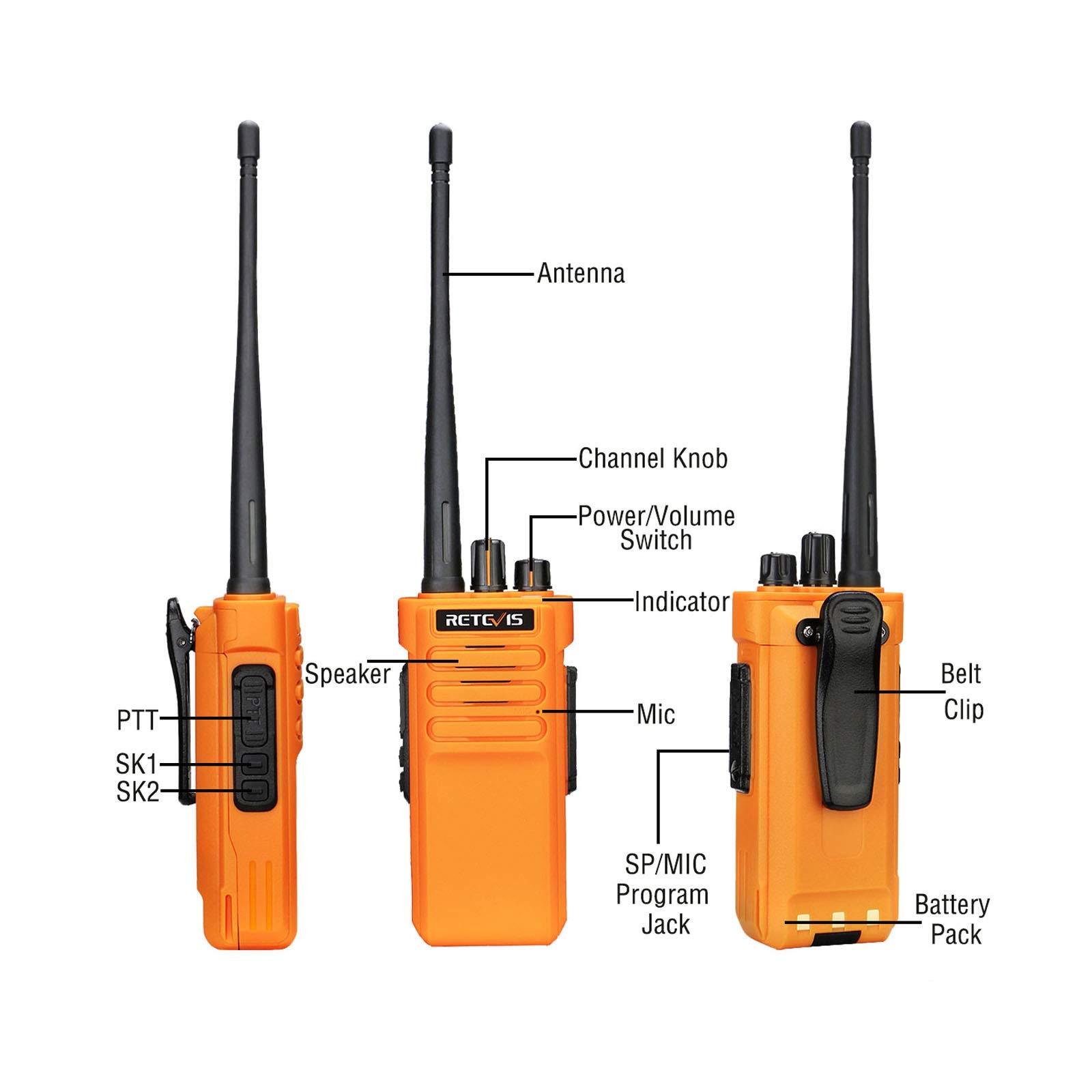 Retevis Retevis RT29 2 Way Radios Long Range 6 Pack with Waterproof Mic, Heavy Duty Two Way Radios, Long Distance Walkie Talkies Adults,3200 mAh VOX Emergency Alarm for Warehouse Construction