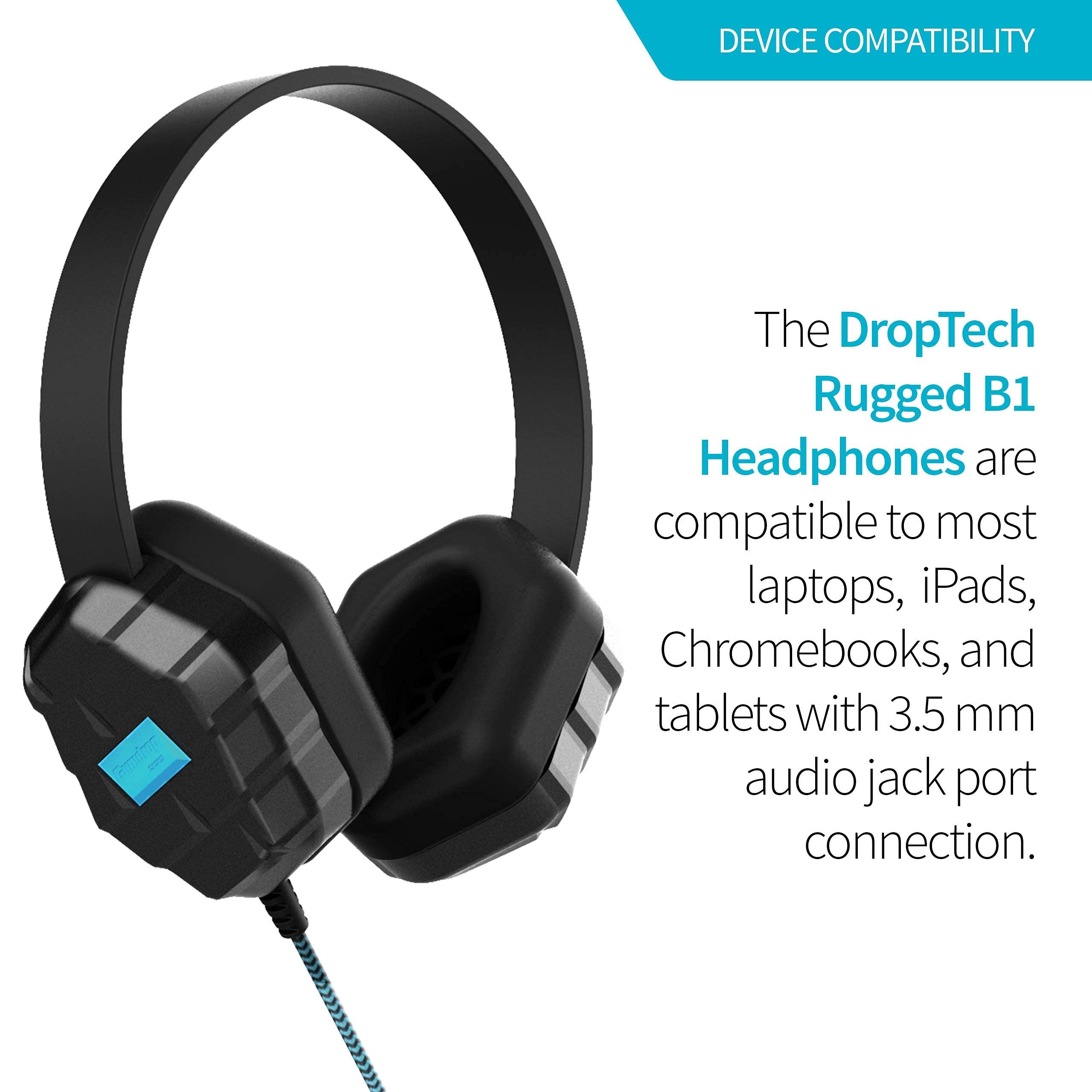 Gumdrop Cases Gumdrop DropTech B1 On-Ear Headphone. Designed for K-12 Students, Teachers and Classrooms Drop Tested, Rugged and Reliable for an Enhanced Educational Learning Experience. Color Black
