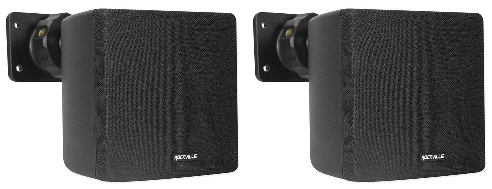 Rockville Rockville RPA40BT 4-Room Home Audio Kit Receiver+(8) Black Wall Cube Speakers