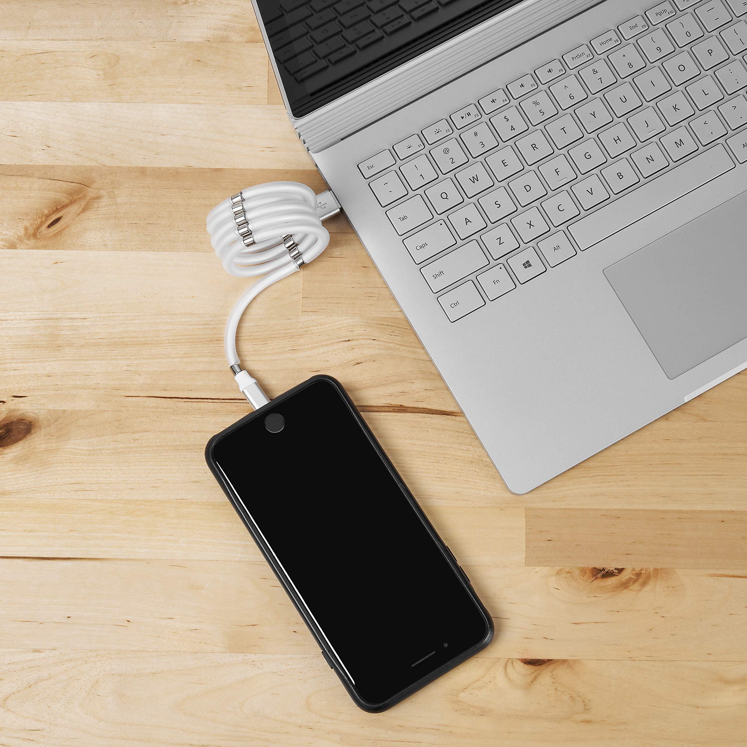 NVX NVX XUACM3 3.3ft (1 Meter) Fast Charging USB Type A to USB Type C Cable w/Magnetic Cord Management, Compatible with iPhone 15/Plus/15 Pro/Pro Max, Samsung Galaxy S23 S22, iPad Pro, MacBook Air & More