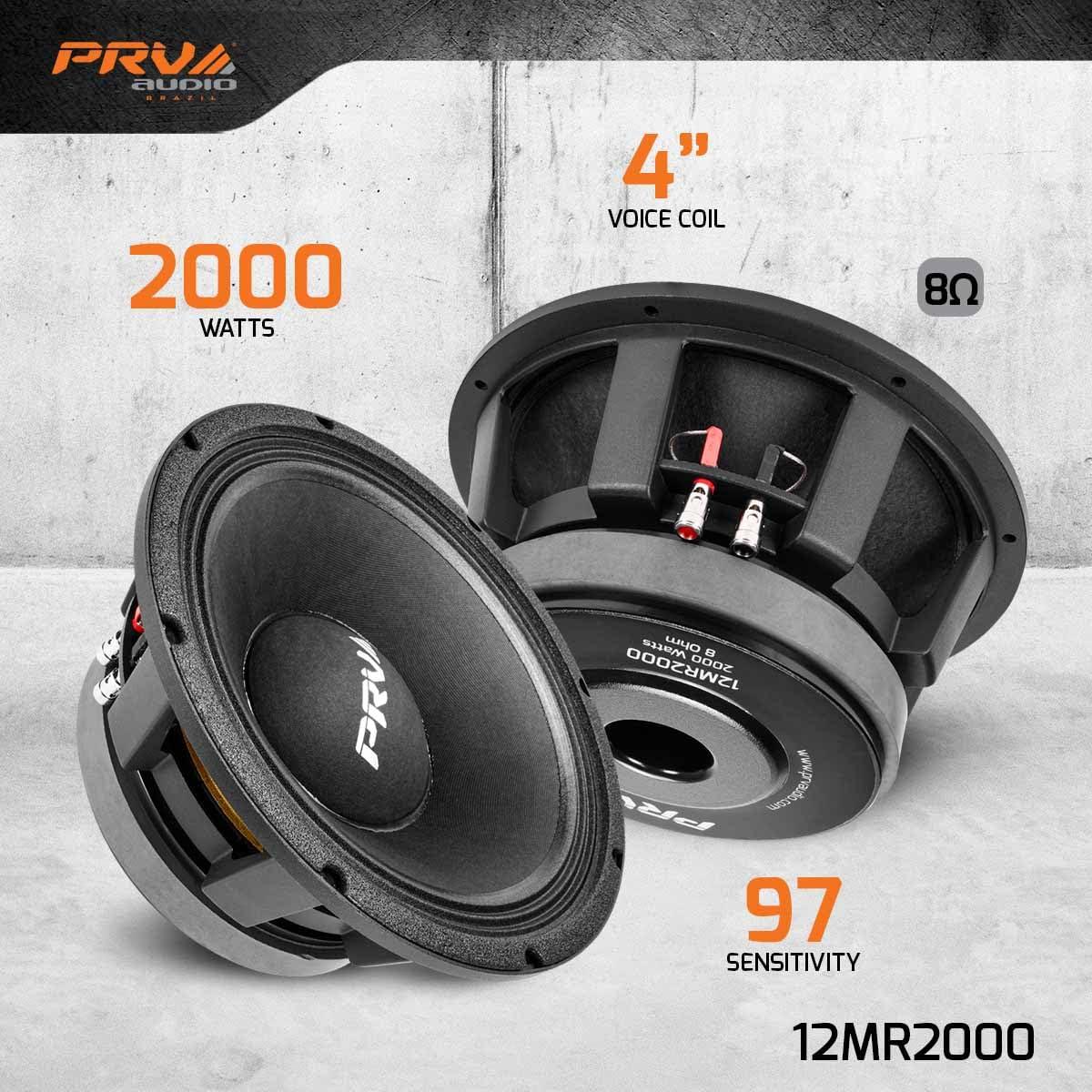 PRV AUDIO PRV AUDIO 12 Inch Midrange Speaker 12MR2000 8 Ohm 2000 Watts, 4 in Voice Coil Midbass Woofer for Pro Audio Systems (Single)