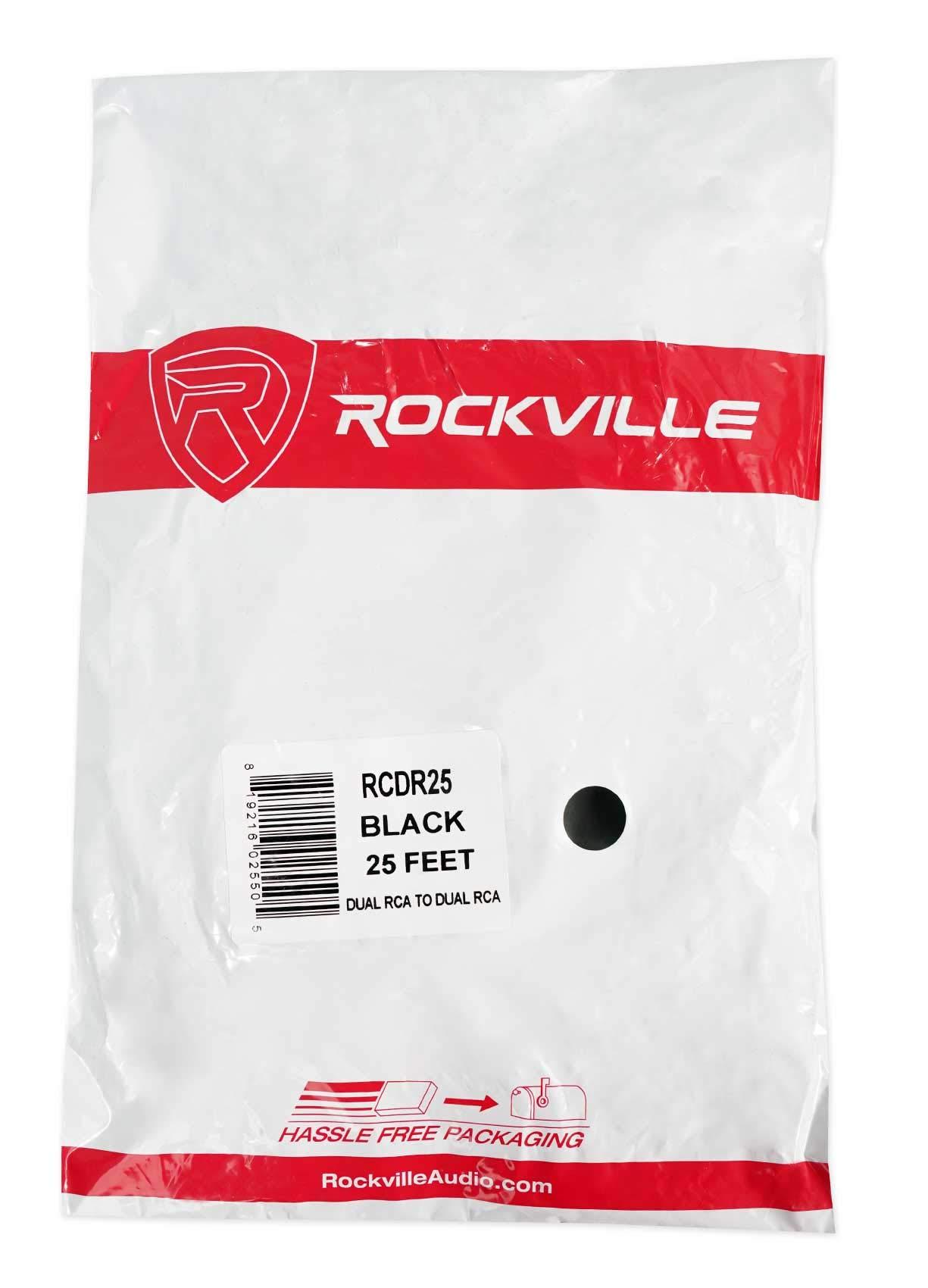 Rockville Rockville RCDR25B 25 Ft Dual RCA to Dual RCA Cable, 100% Copper, Noise-Free Audio, Durable Build, Flexible Design, for DJs and Home Theater