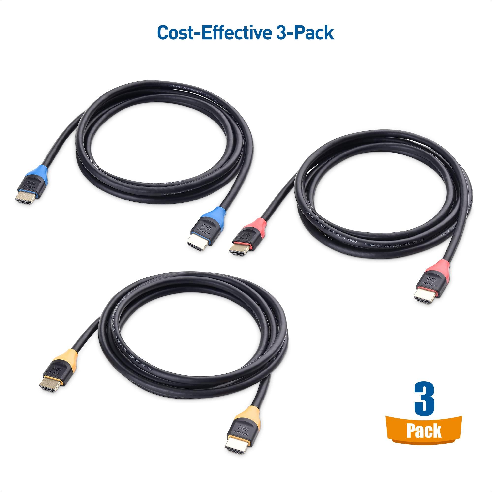 Cable Matters Cable Matters [Ultra High Speed HDMI Certified] 3-Pack 48Gbps 8K HDMI Cable 6.6 ft / 2m with 8K@60Hz, 4K@240Hz and HDR Support for PS5, Xbox Series X/S, RTX3080/3090, RX 6800/6900, Apple TV