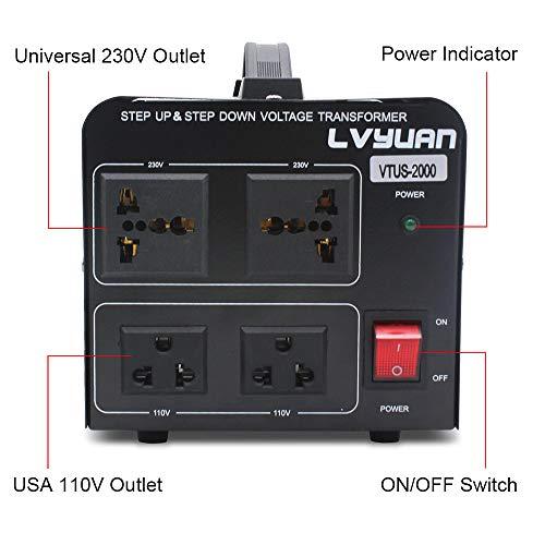 Yinleader Yinleader 2000W Voltage Converter Transformer(110V to 220V OR 220V to 110V) 2000 Watt Step Up/Down Converter 110/120 Volt - 220/240 Volt w/US Power Cord,Circuit Breaker Protection (VTUS-2000)
