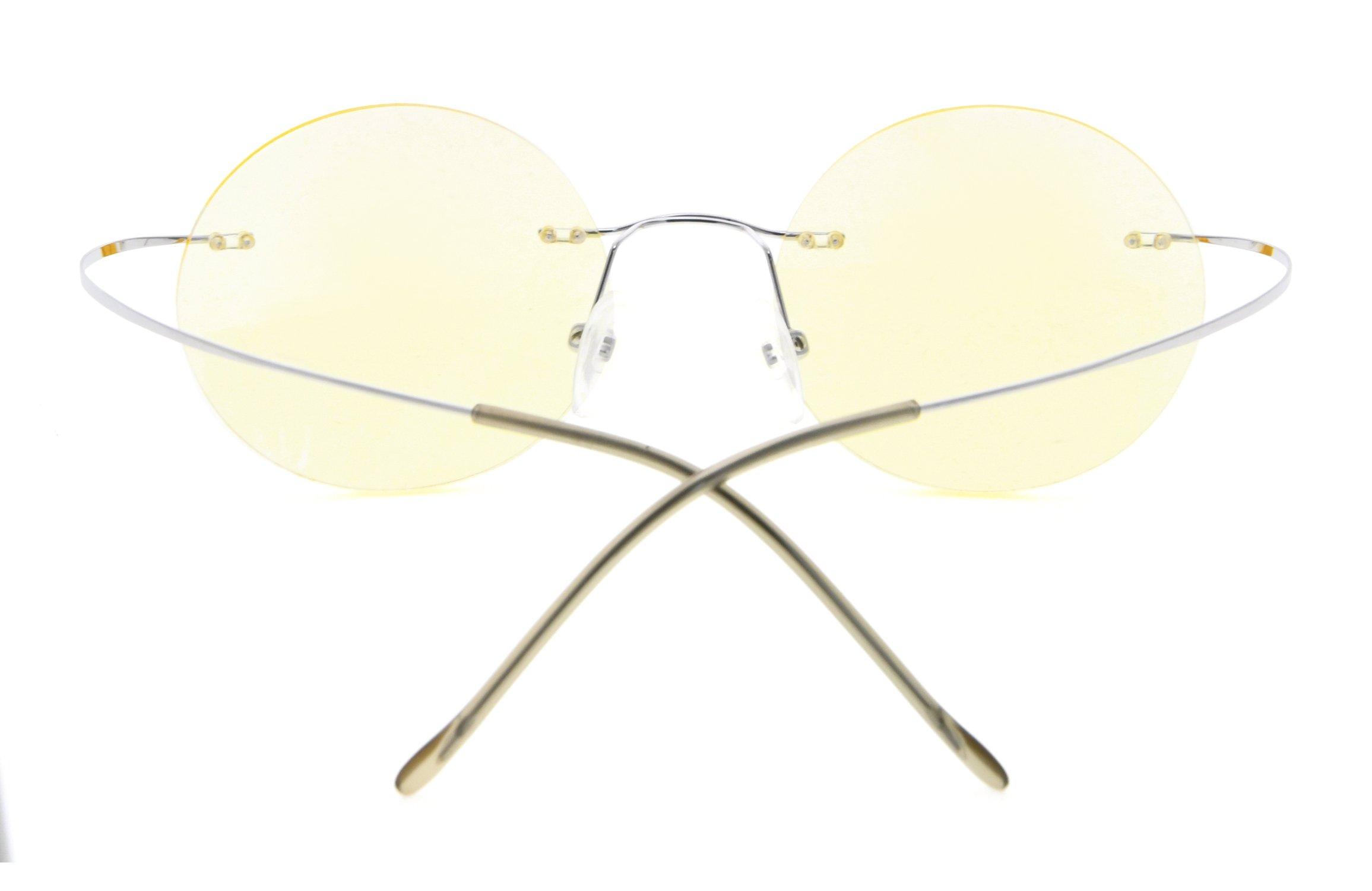 CessBlu CessBlu Rimless Anti Blue Ray Titanium Round Computer Glasses Women Men Eyeglass(Silver) without Strength