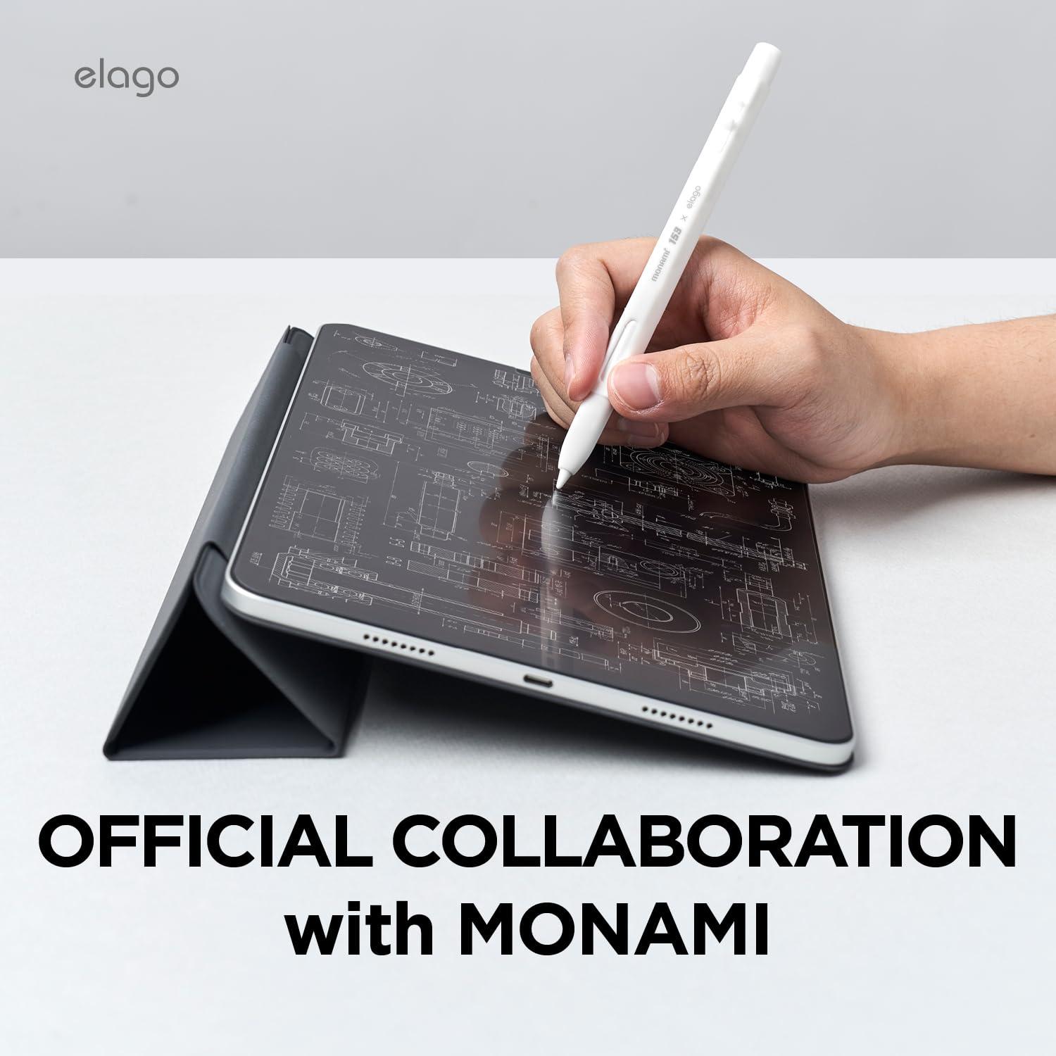 elago elago x MONAMI Compatible with Apple Pencil Pro Case & Apple Pencil 2nd Generation Case, Compatible with Magnetic Charging, Double Tap, Squeeze (Must Read Installation Instructions) (Pale White)