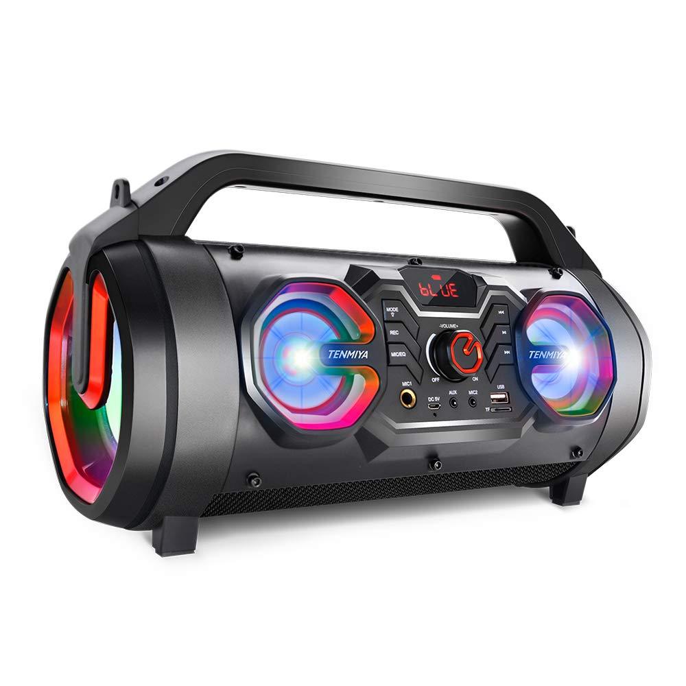 TENMIYA Portable Bluetooth Speaker with Subwoofer, Wireless Speakers with Booming Bass, FM Radio, RGB Lights, EQ, Stereo Sound, 10H Playtime, 30W Loud Speaker for Home, Outdoor, Party, Travel, Camping, Gifts