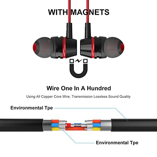 1Mii 1Mii Wired Earbuds with Microphone & Volume Control, in-Ear Headphones Magnetic with Deep Bass, Noise Isolating, High Sound Quality Earphones with 3.5mm Jack for Phone, Android, PC, iPad, MP3(Black)