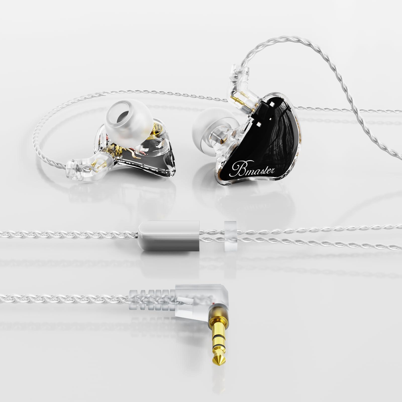 BASN BASN Bmaster 2-Pin Triple Drivers in Ear Monitor Headphone with Two Detachable Cables Fit in Ear Suitable for Audio Engineer, Musician (Black)