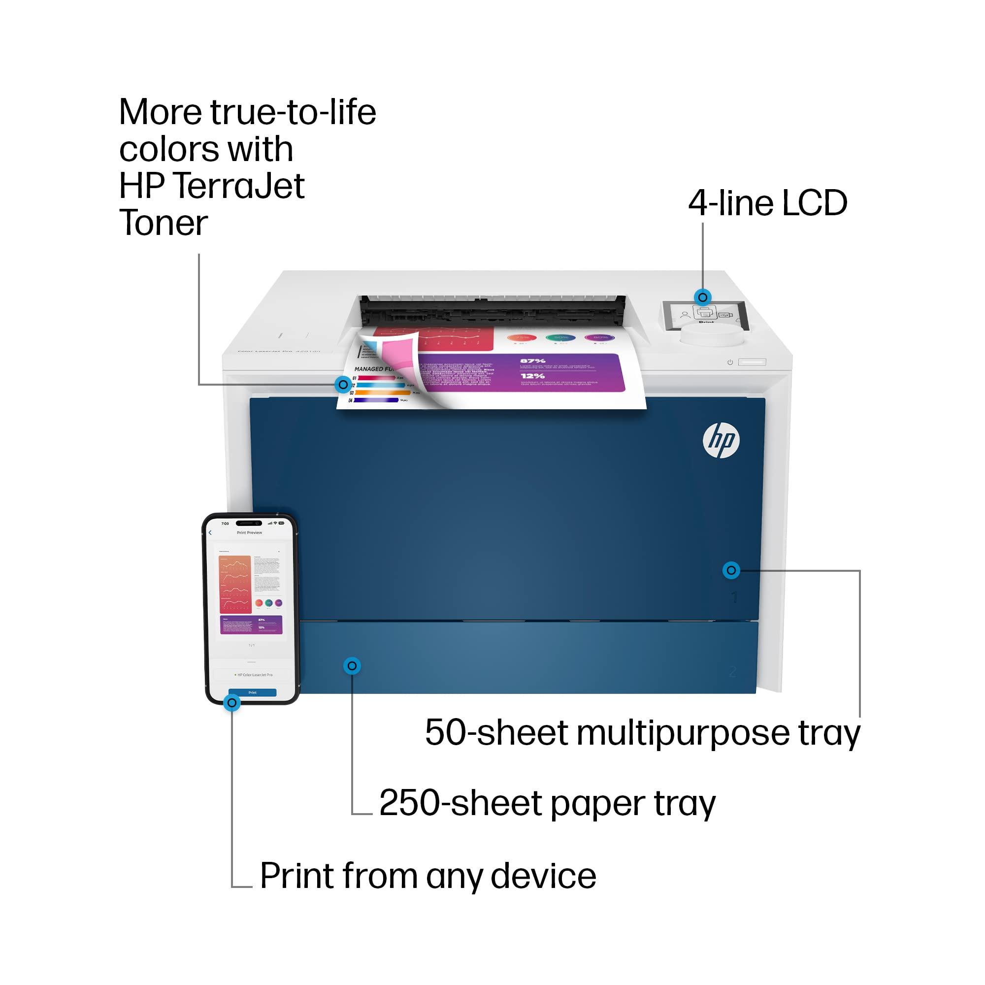 HP HP Color LaserJet Pro 4201dn Printer, Print, Fast speeds, Easy setup, Mobile printing, Advanced security, Best-for-small teams,white (Renewed)