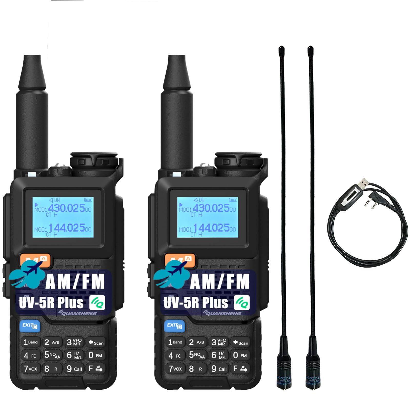 QUANSHENG QUANSHENG UV-5R Plus Walkie Talkie Am Fm Two Way Radio Long Range NOAA Wireless Copy Frequency USB Charger Ham Radio 2 Pack with 771 Antenna
