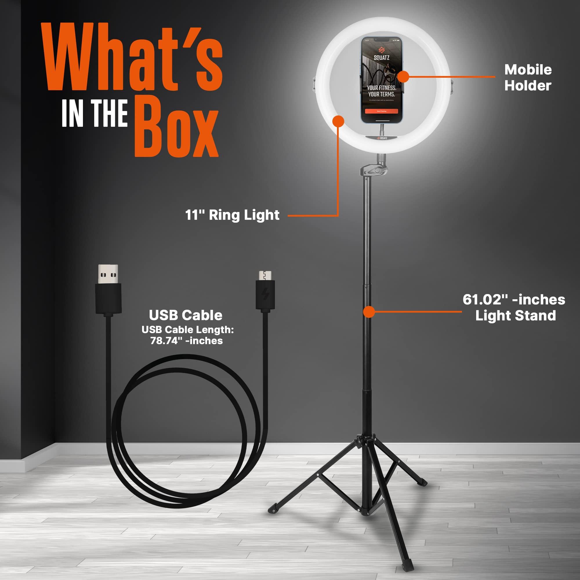 SQUATZ SQUATZ 11 LED 12W Selfie Ring Light R11 with Wired Control, Tripod Stand with 6 Sections, Phone Holder, Adjustable Brightness Levels for Influencers, YouTube, TikTok, and Barbers.