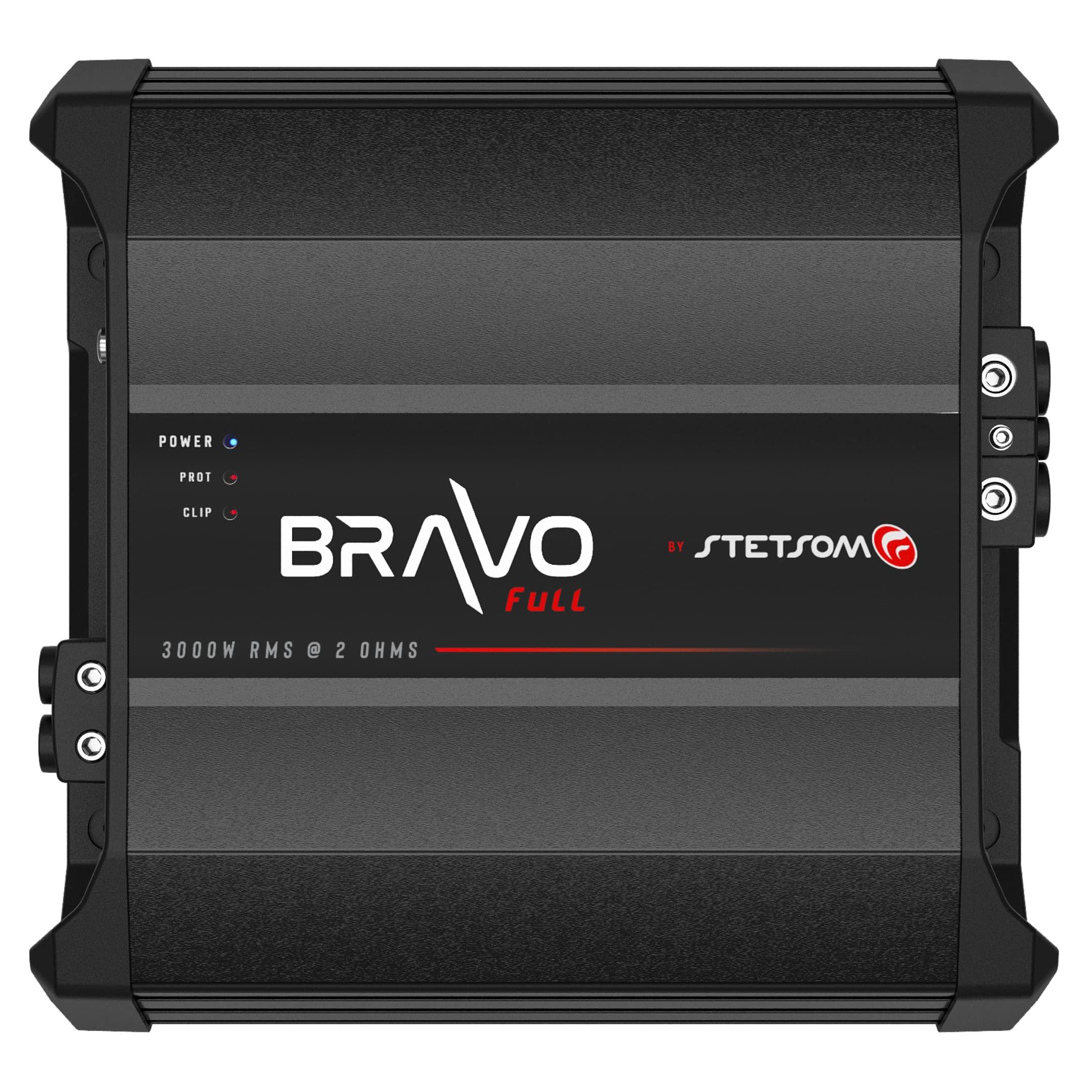Stetsom Stetsom Bravo Full 3000 2 Ohms Mono Car Amplifier, 3000.1 3K Watts RMS, 2 Stable Car Audio, HD Sound Quality, Crossover & Bass Boost, Car Stereo Speaker Subwoofer MD, Smart Coolers