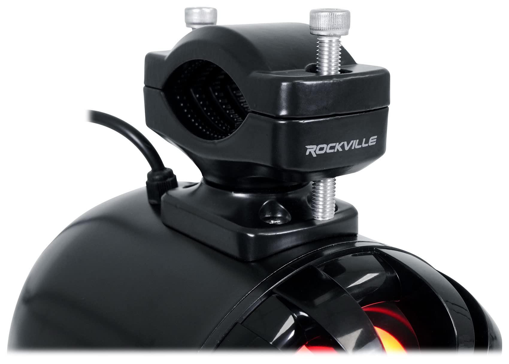 Rockville Rockville (4) WB50KLS BLACK 5.25\" 250w Metal Marine Wakeboard LED Tower Speakers