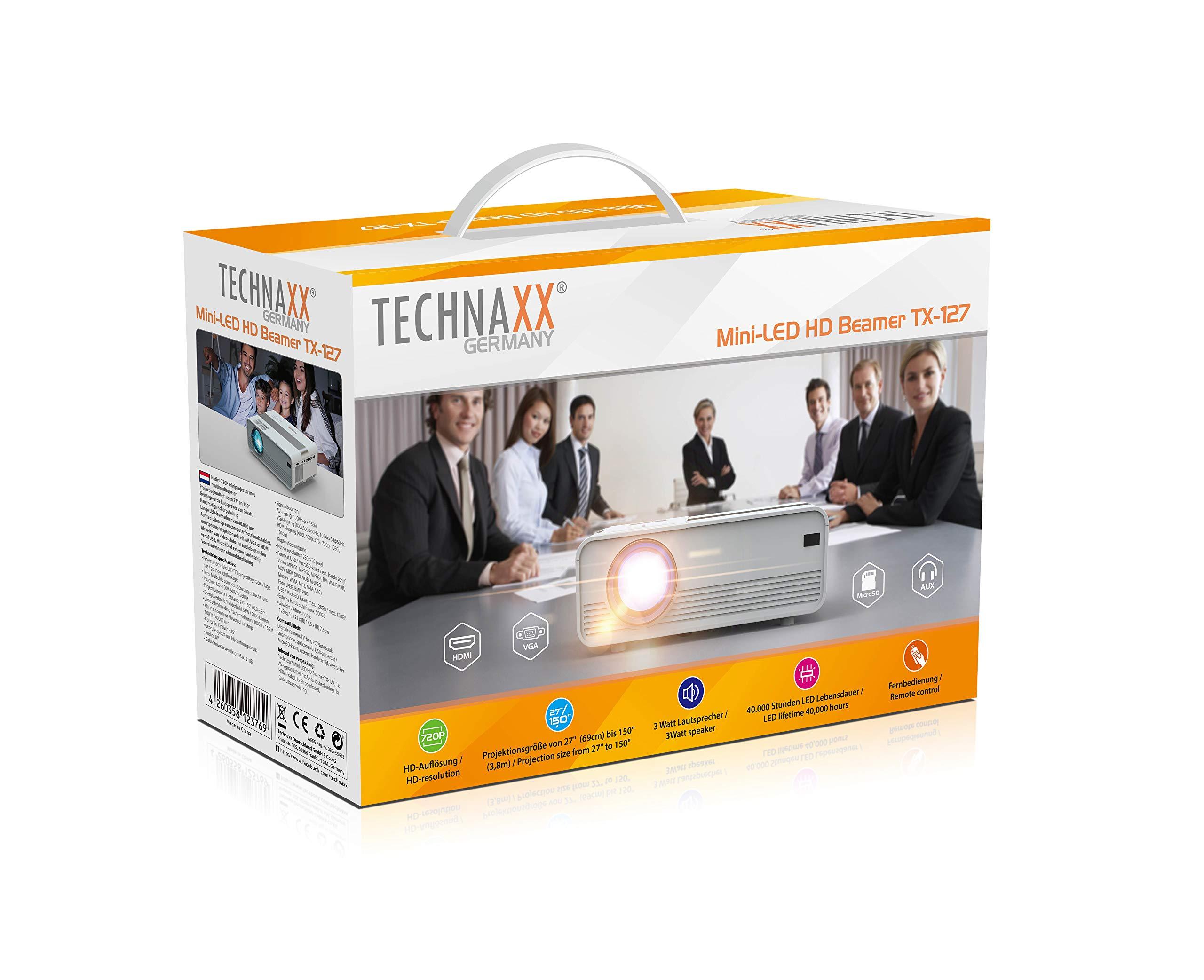 technaxx TECHNAXX Mini led hd Beamer tx-127, 2,000 lm, 1280 x 720 Pixels