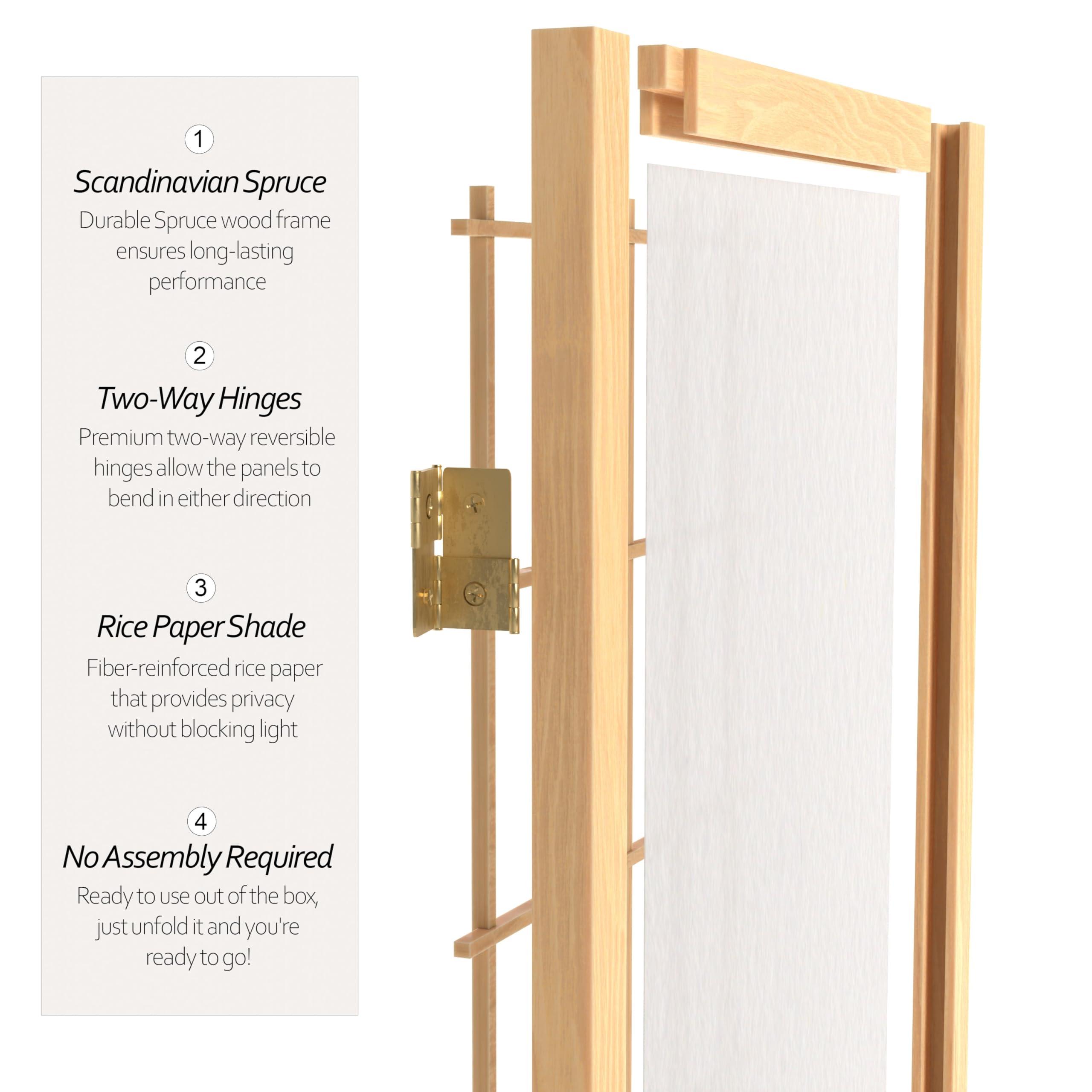 Red Lantern 2 ft. Short Desktop Window Pane Shoji Screen - Natural - 3 Panels