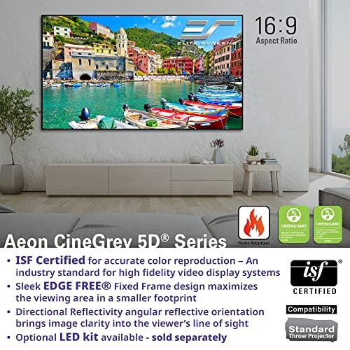 Elite Screens Elite Screens Aeon CineGrey 5D, 115 inch Diagonal 16:9, Edge Free Ceiling Light Rejecting and Ambient Light Rejecting Fixed Frame Projection Projector Screen for Movie Home Theater, AR115DHD5