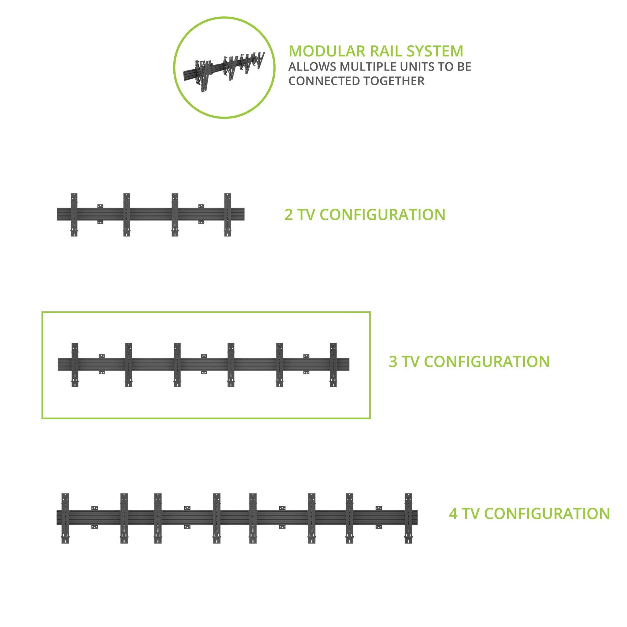 Kanto Kanto MBW31PT Digital Signage Menu Board Wall Mount System with Pop-Out and Tilting Arms for 40-Inch to 60-Inch TVs | Precision Leveling for Perfect TV Alignment | 3 TVs | Black