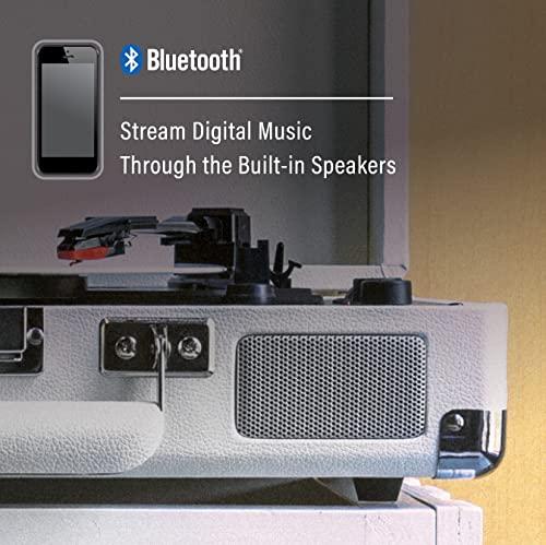 Crosley Crosley CR8005F-WS Cruiser Plus Vintage 3-Speed Bluetooth in/Out Suitcase Vinyl Record Player Turntable, White Sand