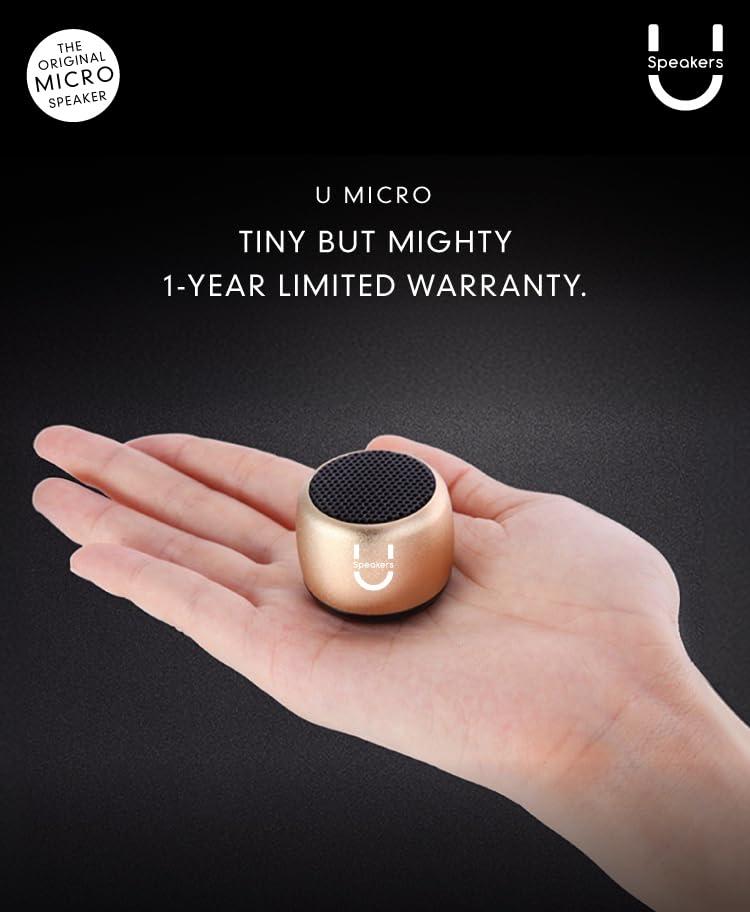 Fashionit Fashionit U Micro Speaker | Stylish Portable Wireless Bluetooth 5.0 with Built-in Mic & Remote Shutter | Perfect Little Speaker for Home, Parties, Travel! Small Device, Rich Sound | Mirror Gold