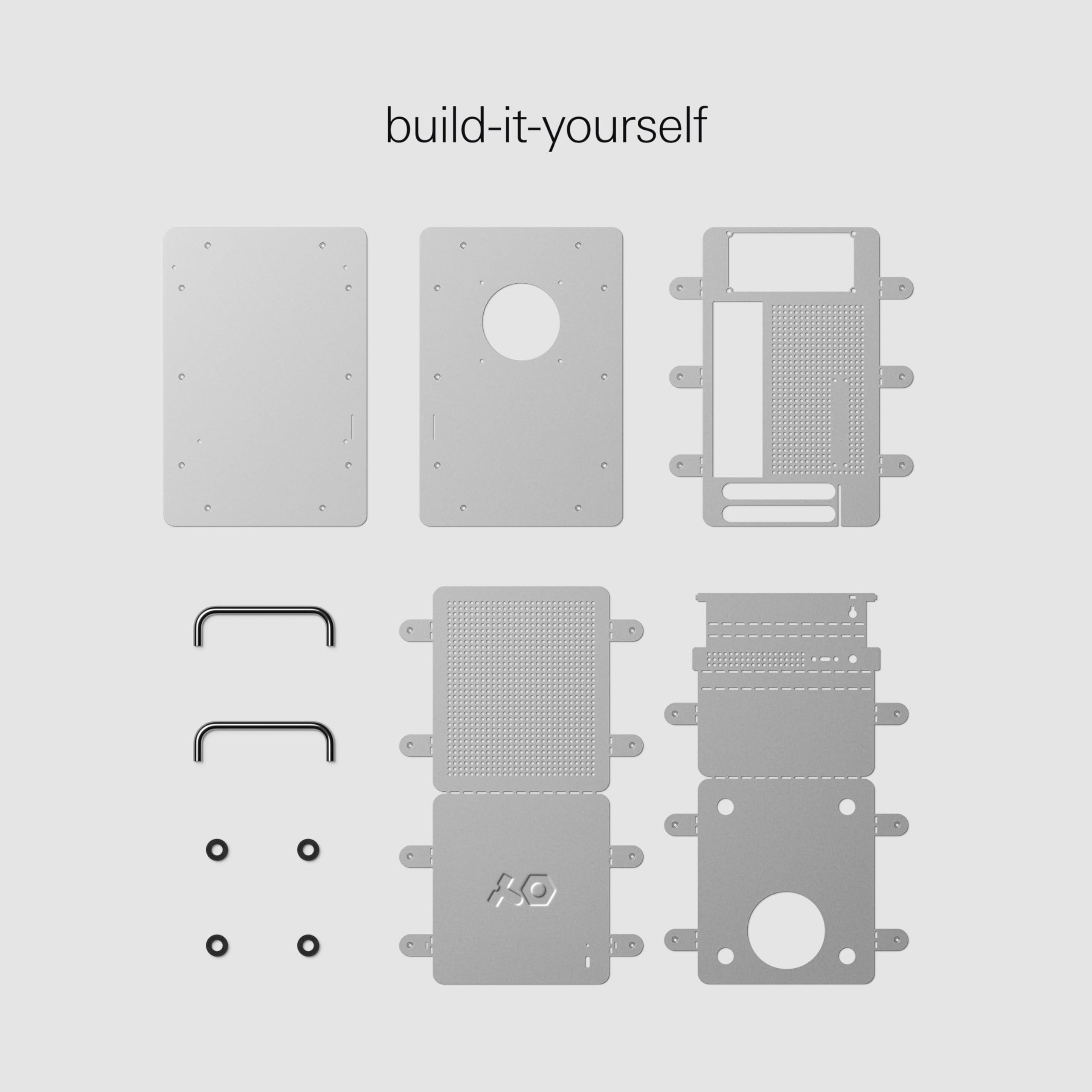 Teenage Engineering teenage engineering Computer-1 Mini-ITX PC Computer case Chassis with Powder Coated Aluminum, Chrome Metal Handles, and Dual-Slot GPU, Small Form Factor, Compatible with SFX Power Supply (Aluminum)