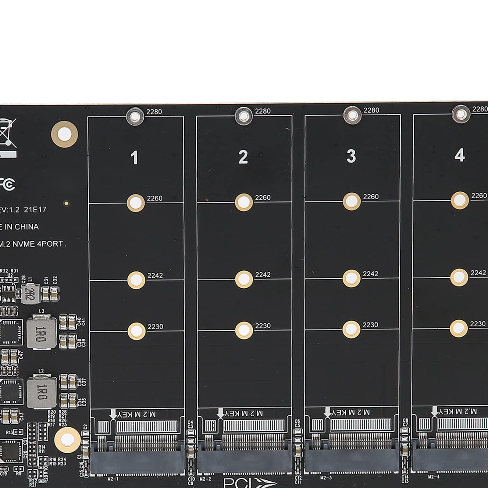 Acogedor PCIE NVME Adapter Card, 4 Port M.2 SSD NVME (M Key) to PCIE x 4 Controller Converter Expansion Card(ph44)