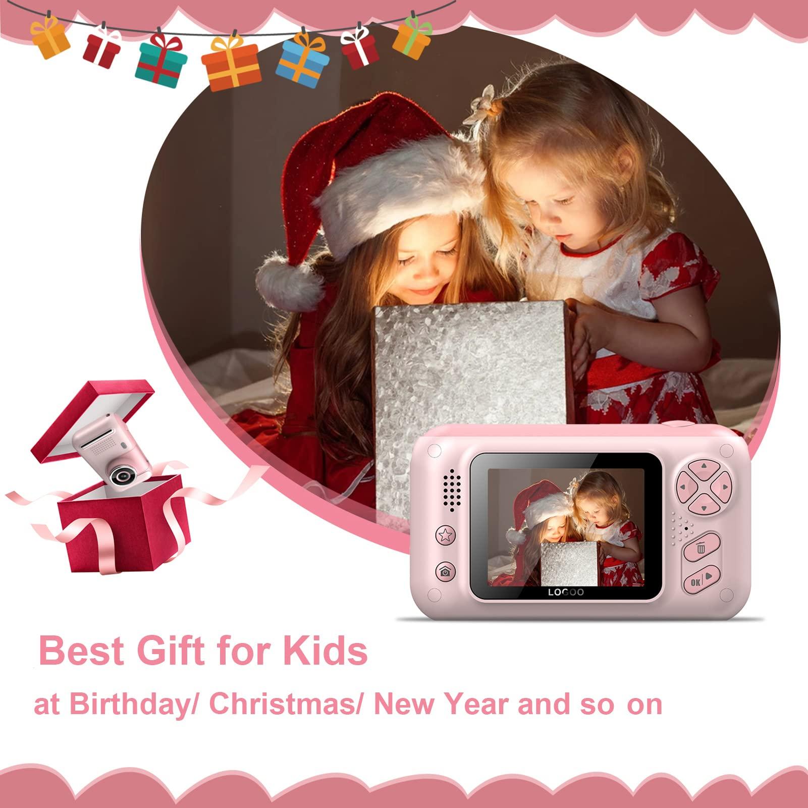Andoer Andoer 1080P Kids Digital Camera Mini Video Camera for Kids 40MP 2.4 Inch IPS Screen 180 Rotatable Lens Cute Photo Frames Fun Games with Neck Strap Mini Desktop 32GB Tripod Birthday for Boys Girls