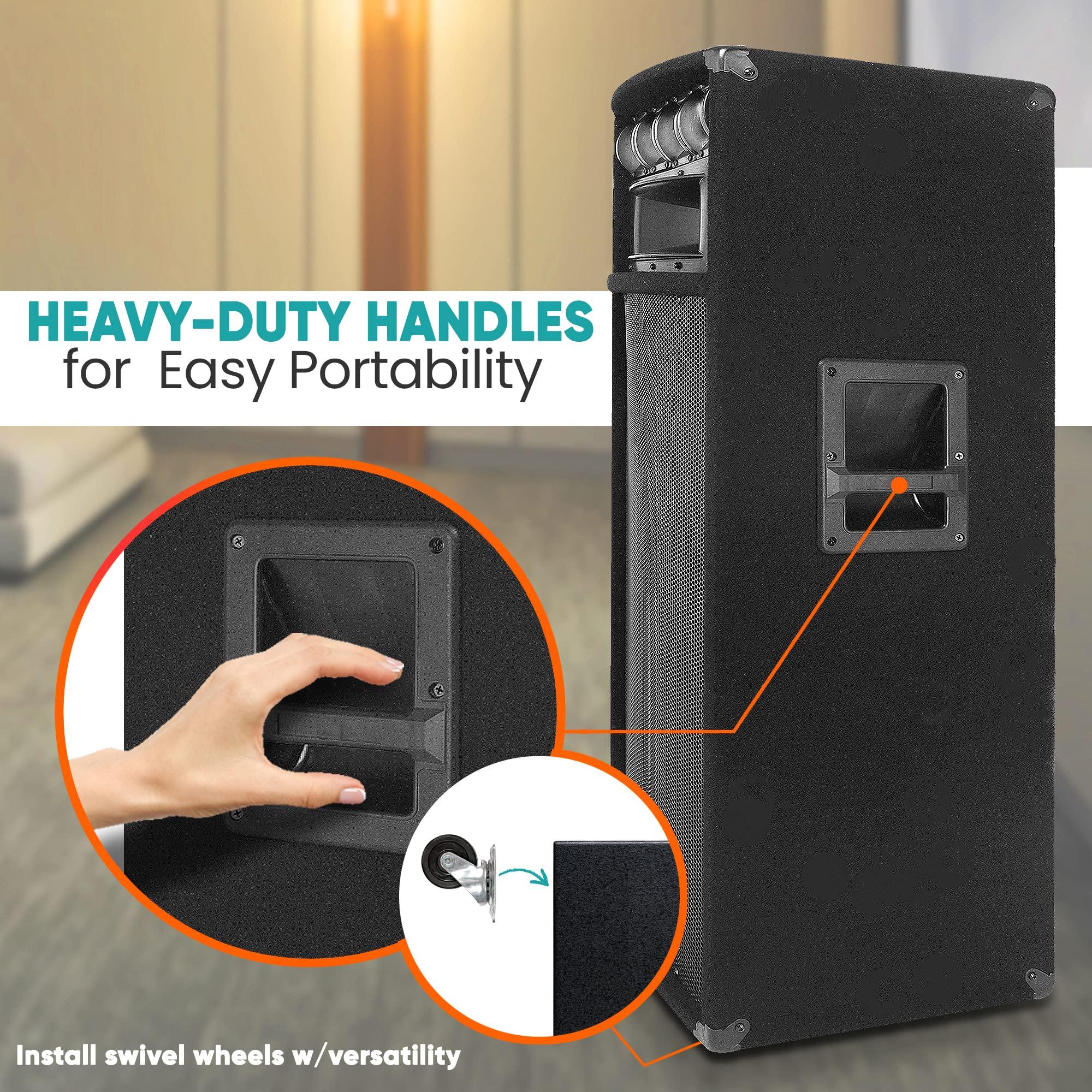 Pyle Pyle Portable Cabinet PA Speaker System - 1600 Watt Outdoor Stereo Sound Speakers w/ Dual 12\" Woofers, 3.4\" Piezo Tweeters, 5\"x12\" Super Horn Midrange, Crossover Network