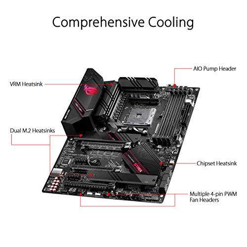 ASUS ROG Strix B550-E Gaming AMD Ryzen AM4 ATX Motherboard (PCIe 4.0, 16 Power Stages, Intel WiFi 6, Intel 2.5 Gb Ethernet, Dual M.2, OptiMem II, AI Noise-Canceling Microphone, USB 3.2 Gen 2 & Aura Sync)