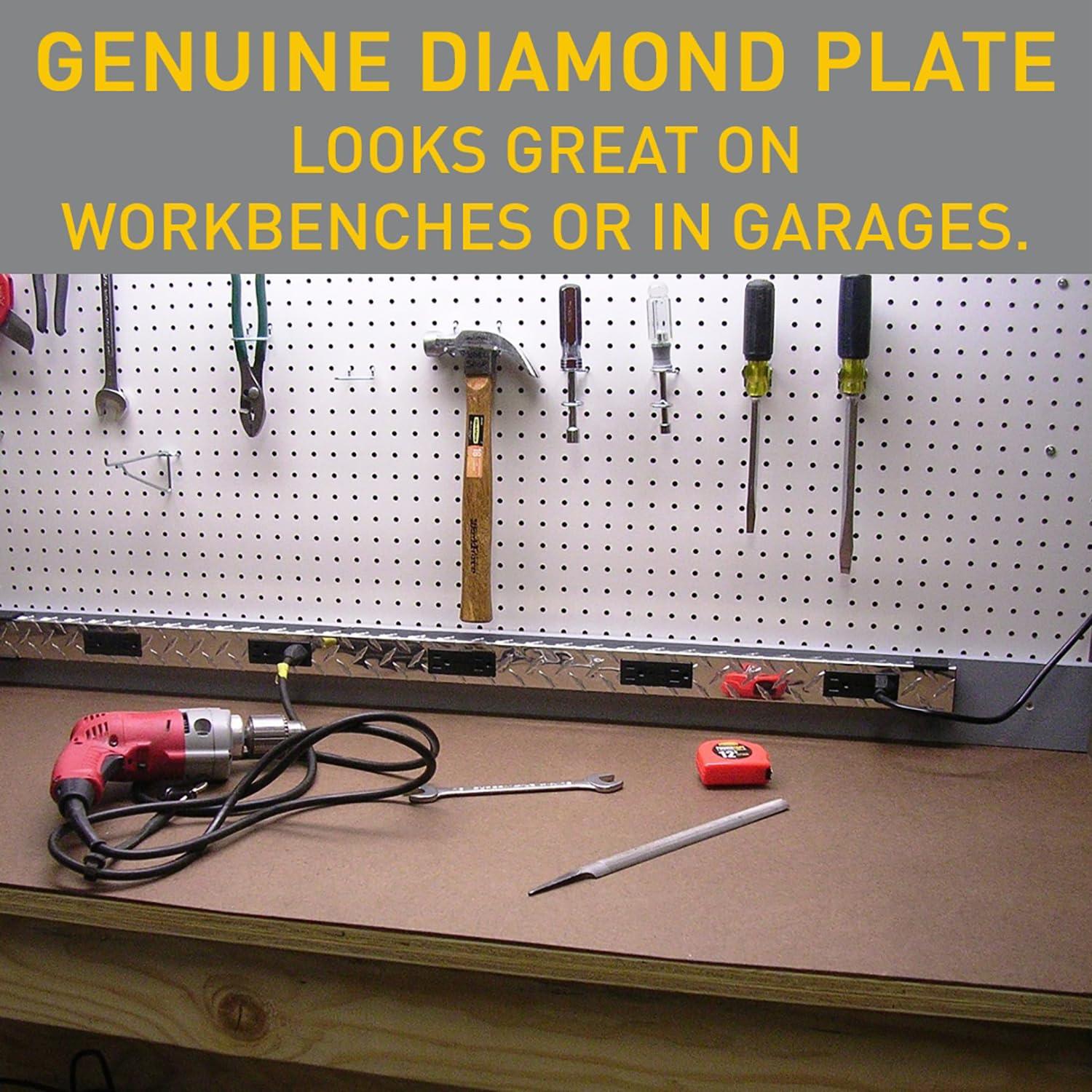 Legrand Legrand - Wiremold Power Strip, 10 Outlet Wall Mount Power Strip, Under Counter Power Strip, 4 Foot Wiremold Power Pole with Diamond Plate Power Strip Garage, PM48TC