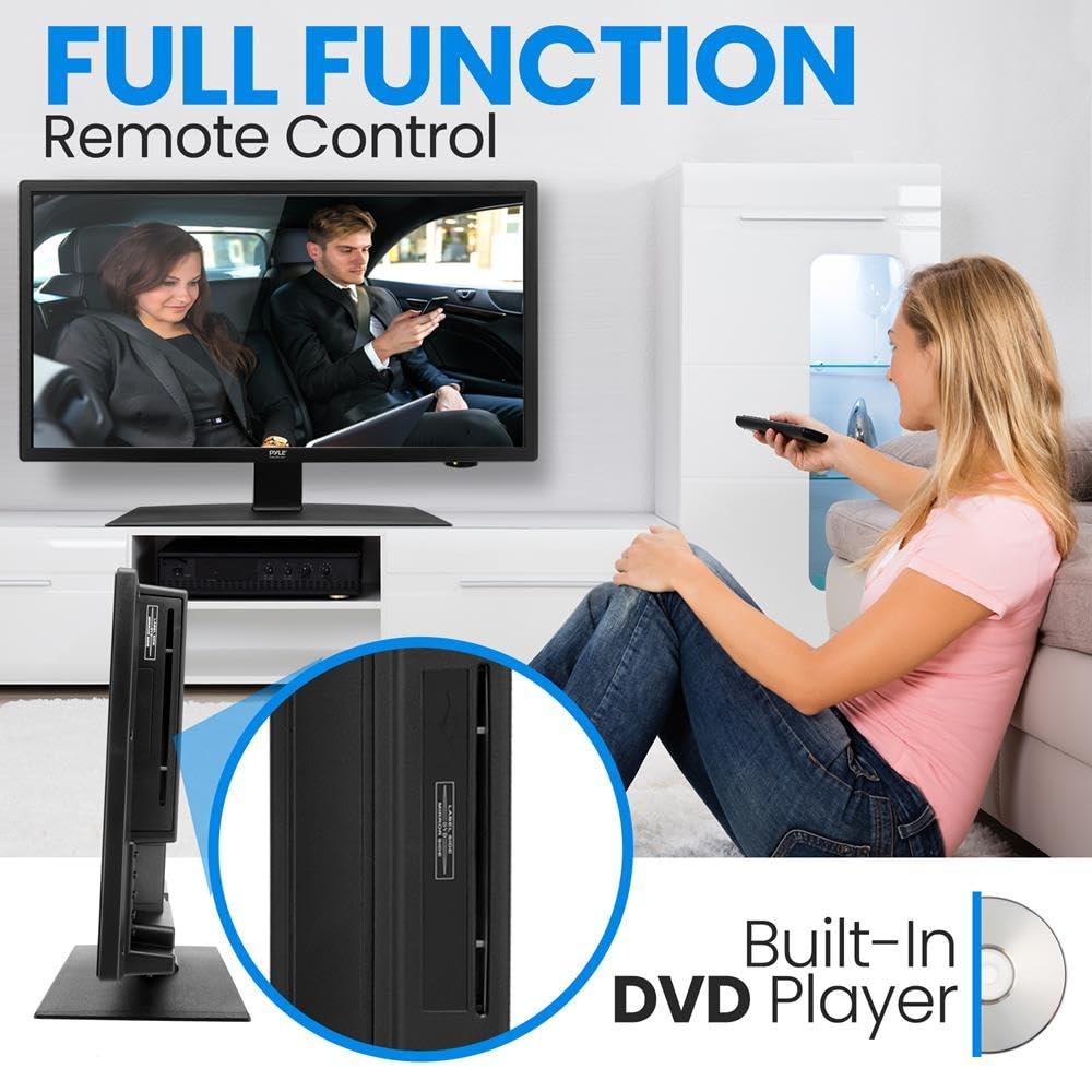 Pyle Pyle 21.5 Inch 1080p LED RV Television - Slim Flat Screen Monitor FHD Small TV w/HDMI, RCA, Multimedia Disk/DVD Combo, 12/24 Volt Car Adapter, Wall Mount, Works w/Mac PC, Includes Remote Control