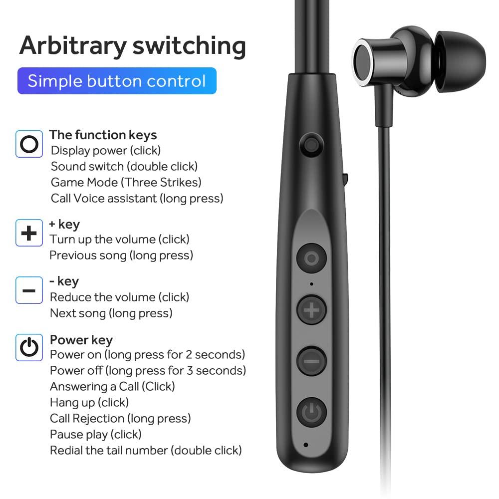 LANDIBO LANDIBO Wireless Waterproof Sports Earphones with 100 Hours of Playback time, Bluetooth Earphones with Microphone, in Ear Noise Reduction, Used for Gym Running and Exercise (Y10)