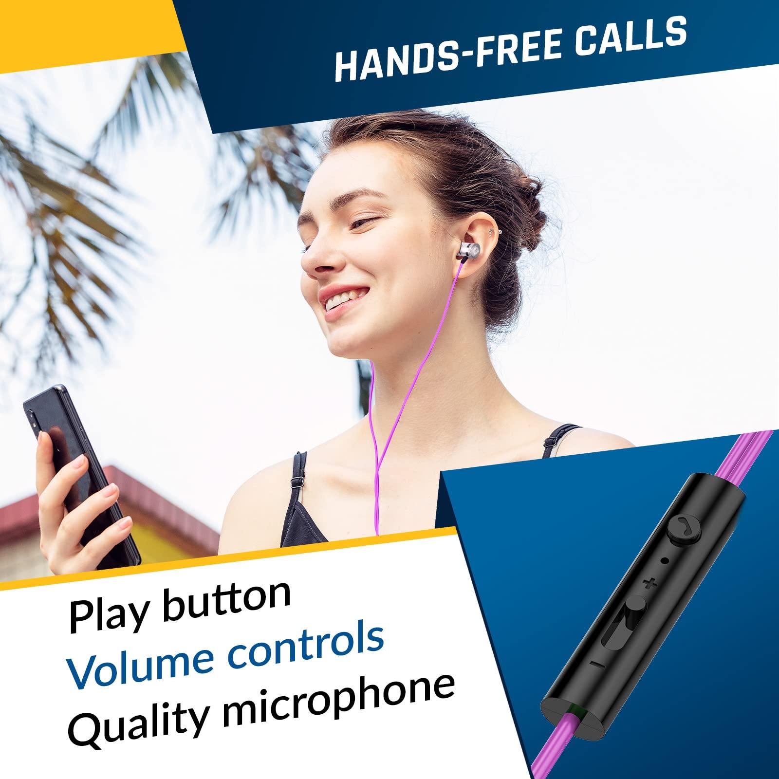 KLIM KLIM Fusion Earbuds Wired with Microphone + Long-Lasting with 5 Years Assurance - New - Innovative Memory Foam Earbuds + Gaming Earbuds with Mic and 3.5 mm Jack - Purple Earphones