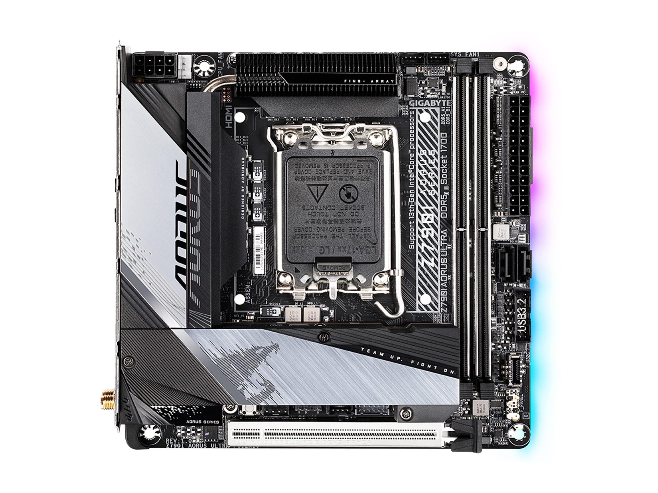 GIGABYTE GIGABYTE Z790I AORUS Ultra (LGA 1700/ Intel/ Z790/ Mini-ITX/ DDR5/ Dual M.2/ PCIe 5.0/ USB 3.2 Gen2X2 Type-C/Intel Killer Wi-Fi 6E/ Intel 2.5GbE LAN/Q-Flash Plus/Motherboard)