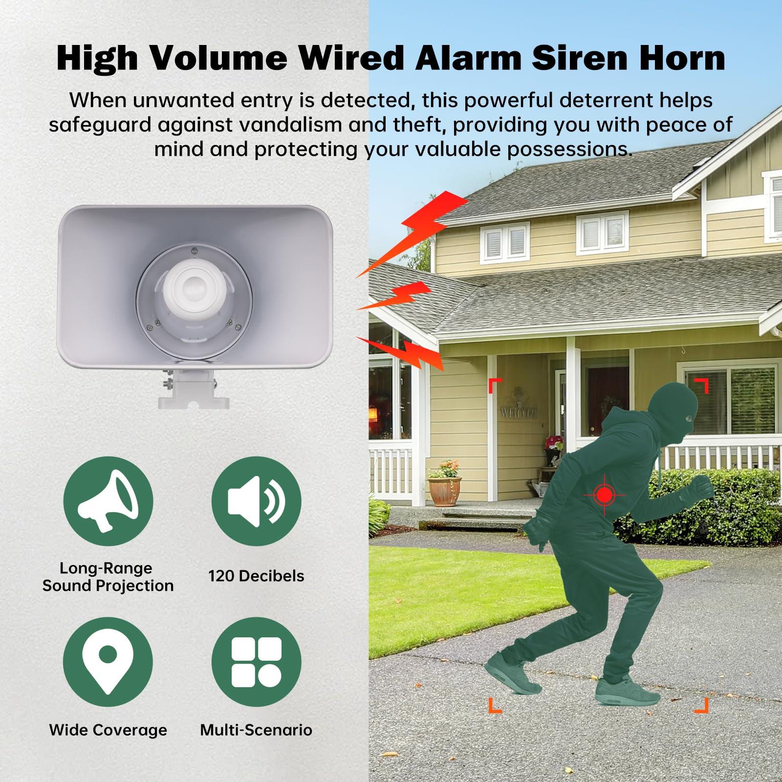 Nippon America Nippon America High Decibel High Power Outdoor Alarm Security Siren (TC-S7545-110), Long Range, 80 Watts, 120 Decibels, Remotely Activate with Wi-Fi Socket (Sold Separately)