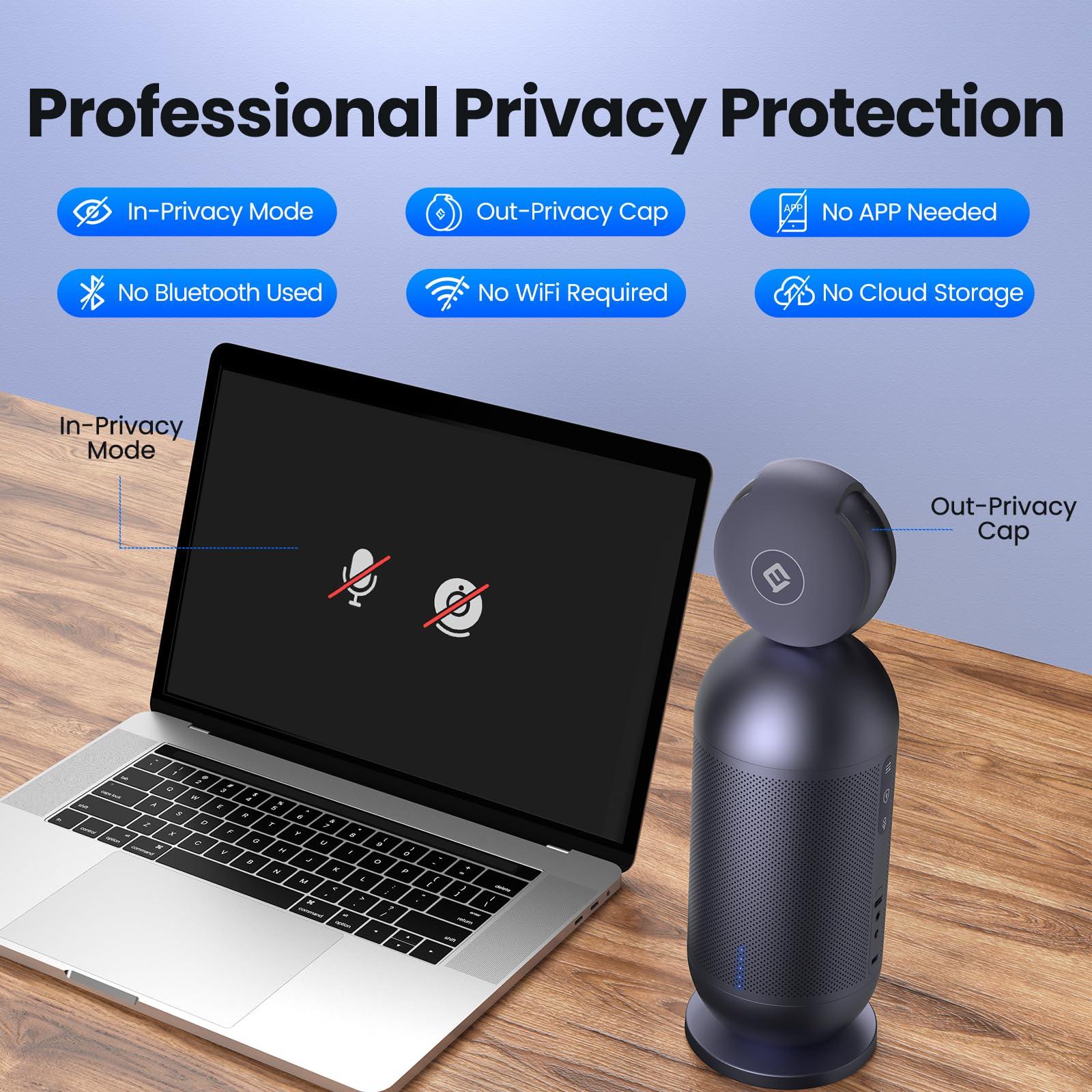 EMEET EMEET Meeting Capsule Pro, Dual 4K Lenses 360 Auto-Tracking Speakers Video Conference Camera w/ 10 Mics 10W Speaker, AI auto Voice/Face/Figure Tracked, for 10 People