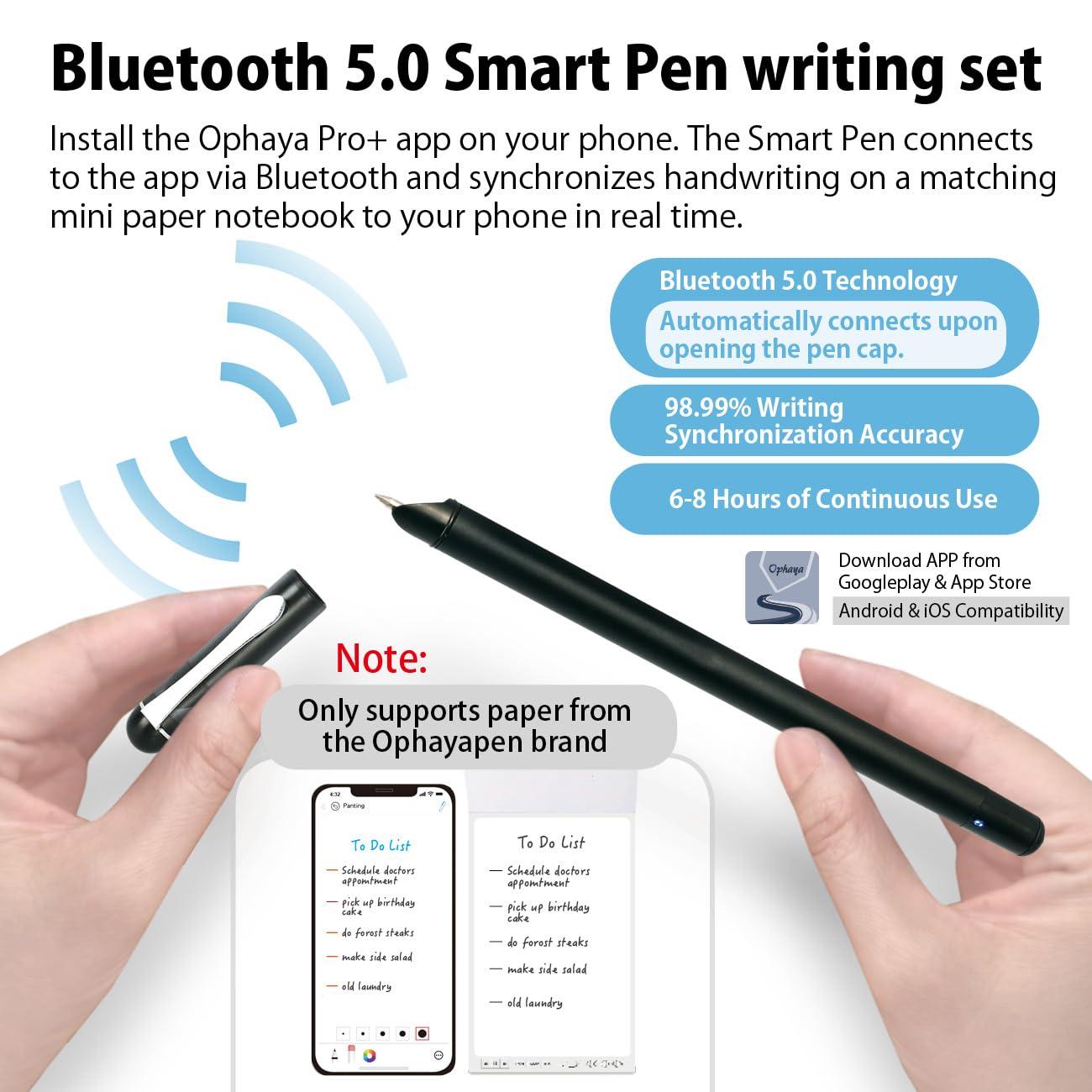 Ophayapen Ophayapen Digital Smart Pen+Small Notepad, Real-time Sync for Digitizing, Storing, and Sharing Paper Notes, Ideal for Note Taking, Drawing, Classroom, Meetings, Compatible with Android and iOS
