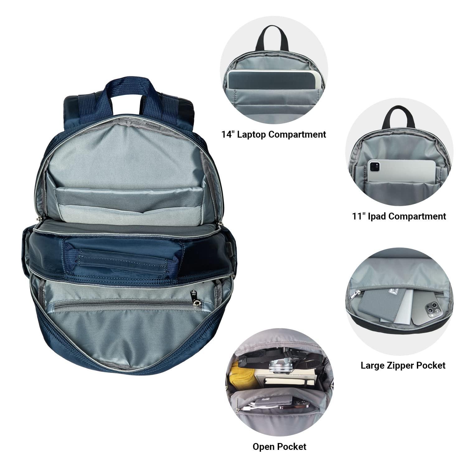 KAUKKO KAUKKO Women Laptop Backpacks for 14" Notebook Casual Computer Bag Stylish Pattern Daypack for Work Travel Business 27NAVY,11.8L