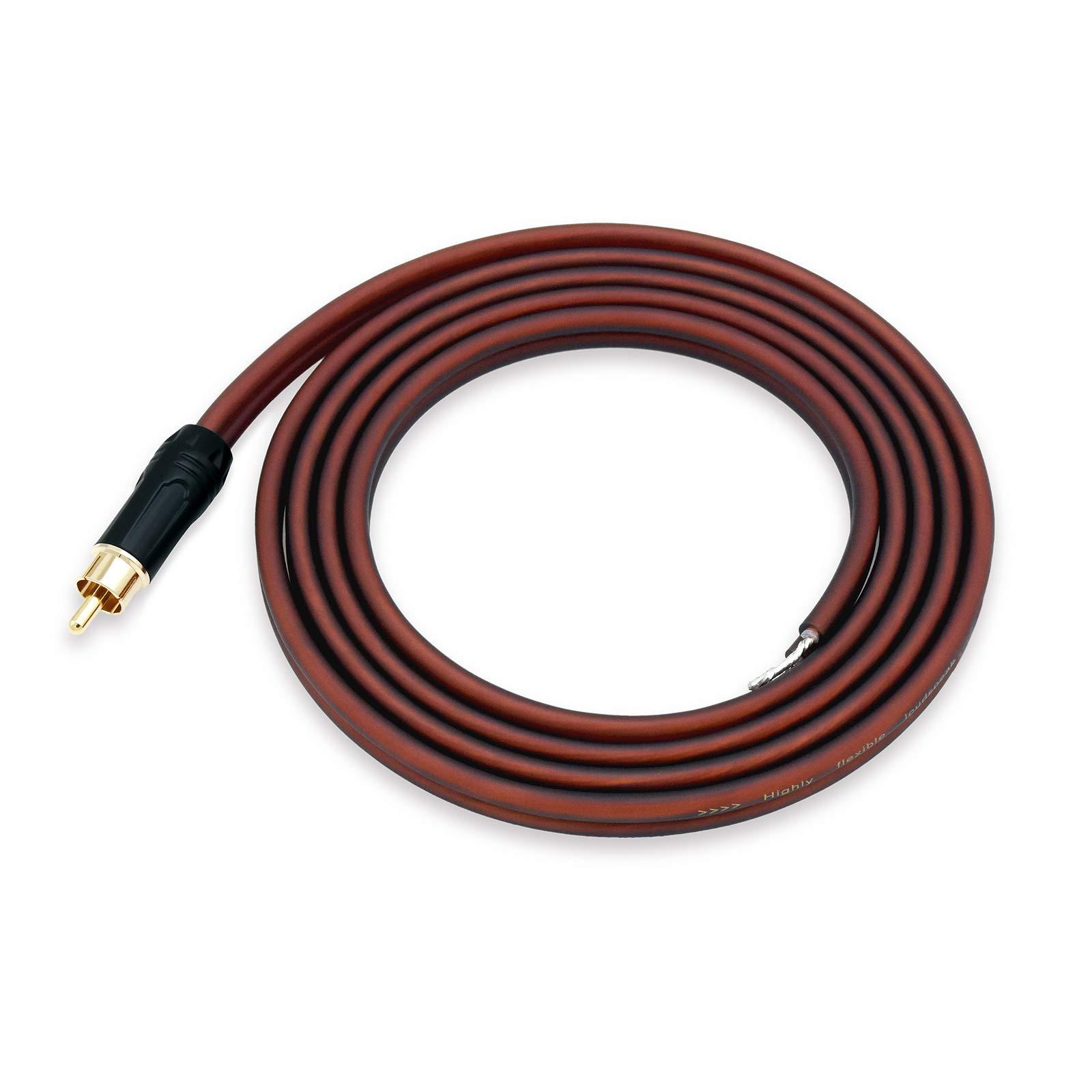 Yuchenfeng Yuchenfeng Gold-Plated RCA to Bare Wire Speaker Cable - 14AWG OFC Copper Audio Cable for Subwoofers, Amps & Home Theater, Dual PVC Shielded, Zero-Noise (10FT 2-PCS)