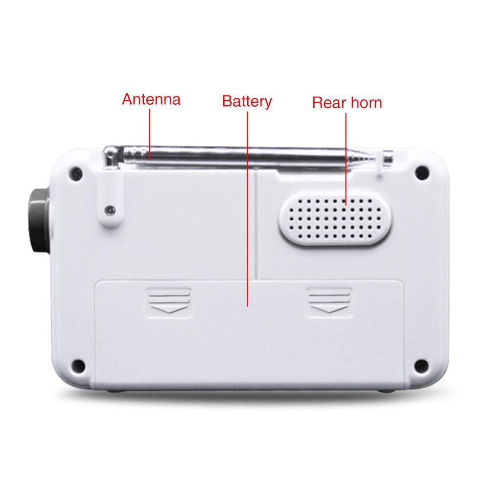 EMVANV Shower Radio Speaker, Portable LCD Display Stereo Radio with AM/FM Radio/RDS System Long Playback Time Radio with Preset 20 Radio Stations for Bathroom, Hot Tub, Outdoor(White)