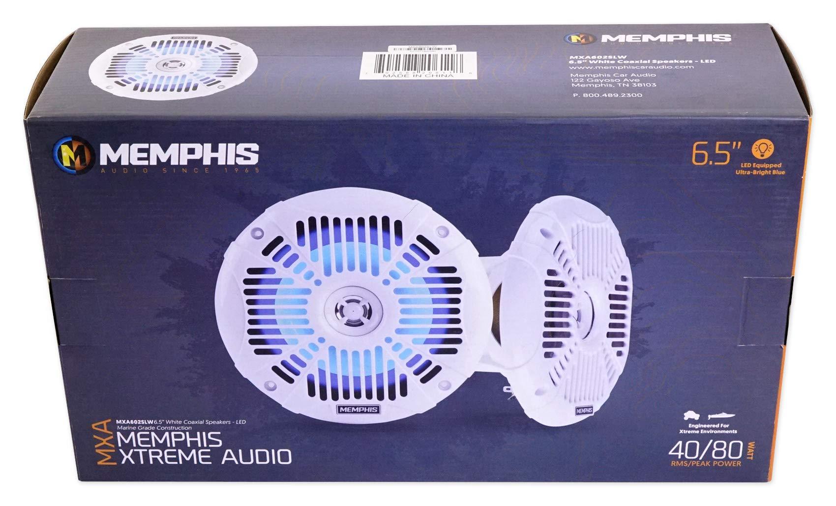 Memphis Memphis (4) Audio MXA602SLW 80 Watt 6.5" White Marine LED Speakers for Boat