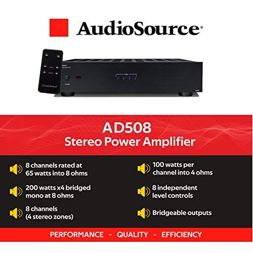 Audiosource AudioSource Digital Amplifier, 8 Channels Stereo Versatility D Amplifier AD508 for Home Sound Systems